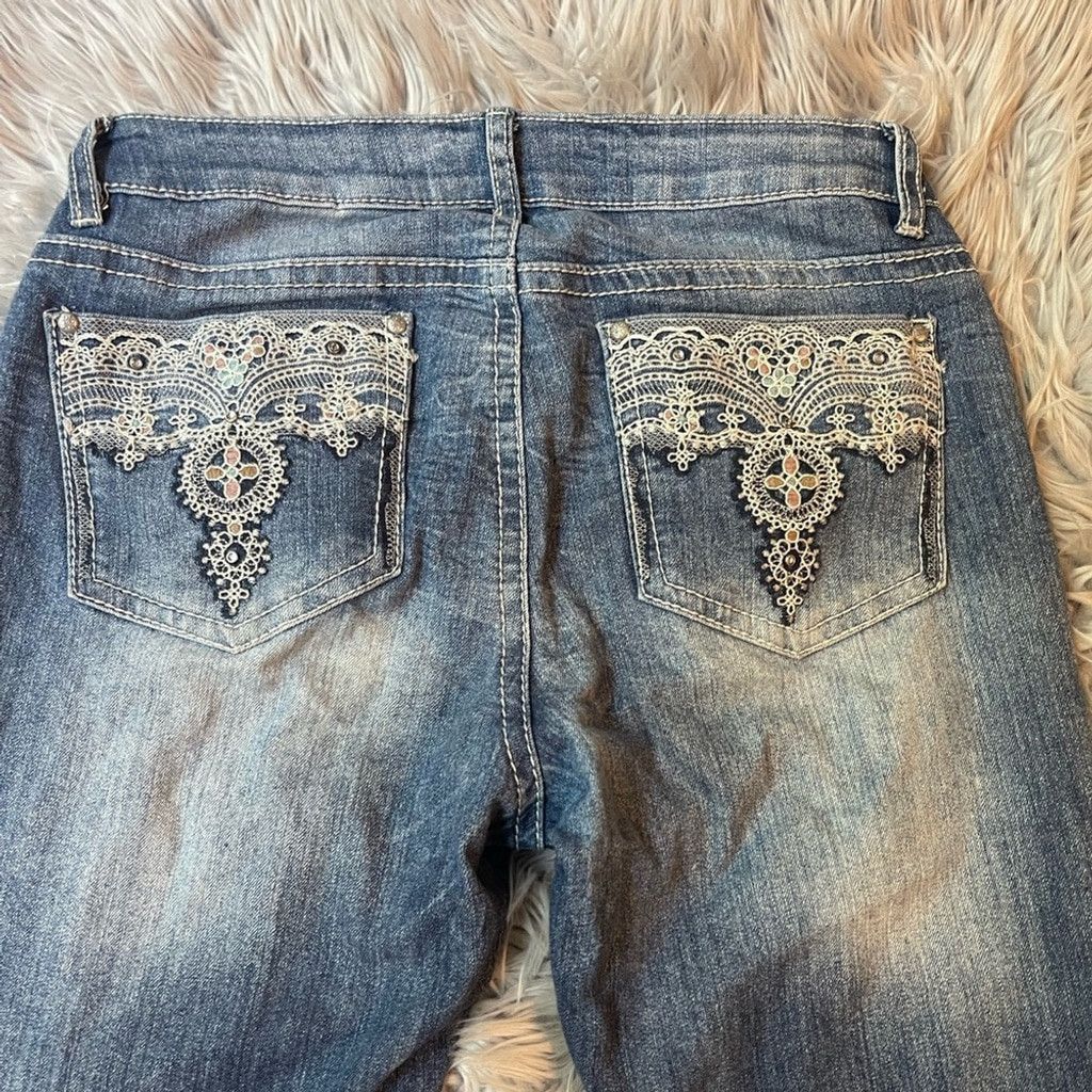 Other Denim Y2K faded cross jeans w detailing size 10 womens Size 32" / US 10 / IT 46 - 3 Thumbnail