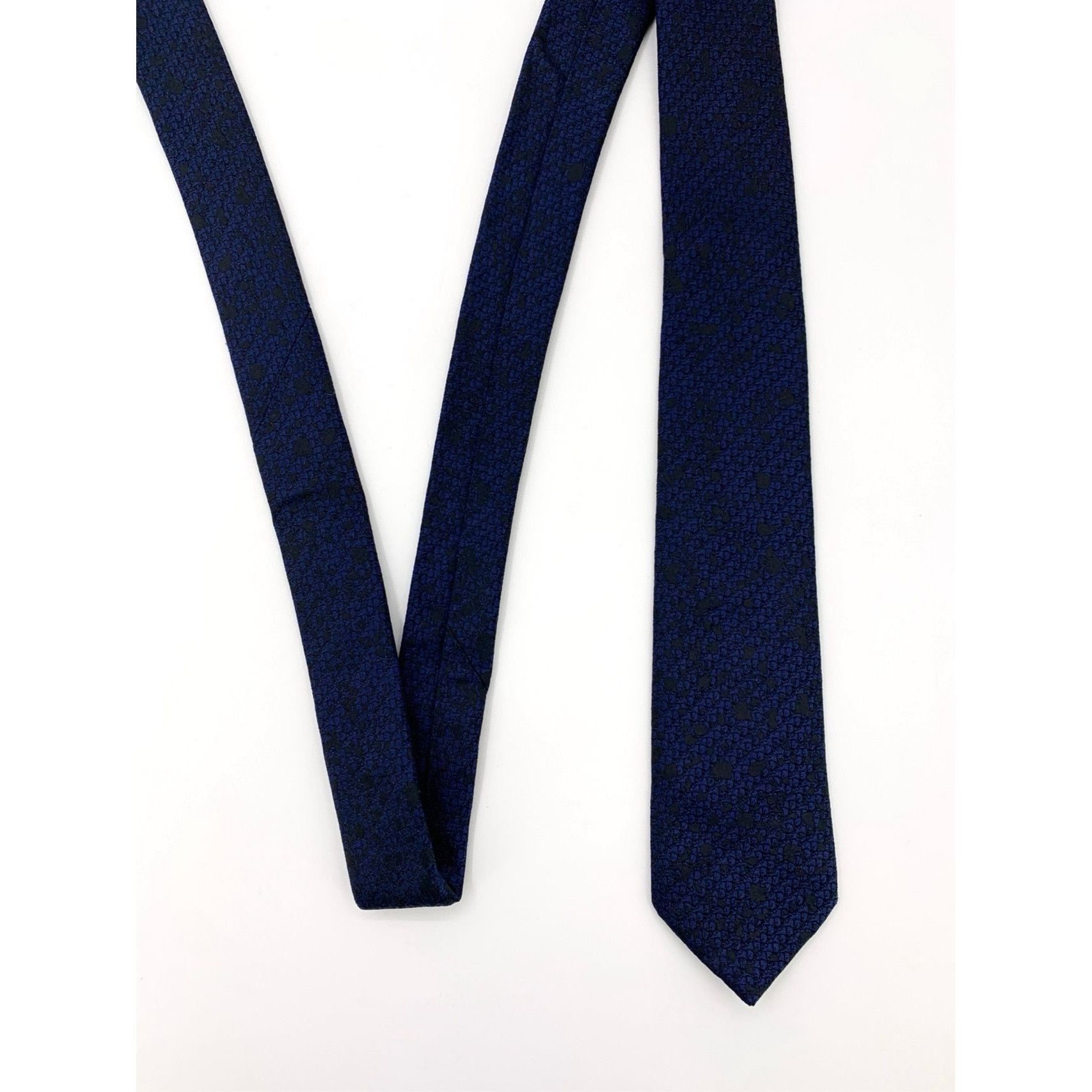 Dior Dior Navy Blue Patterned Silk Tie 153cm Size ONE SIZE - 6 Thumbnail