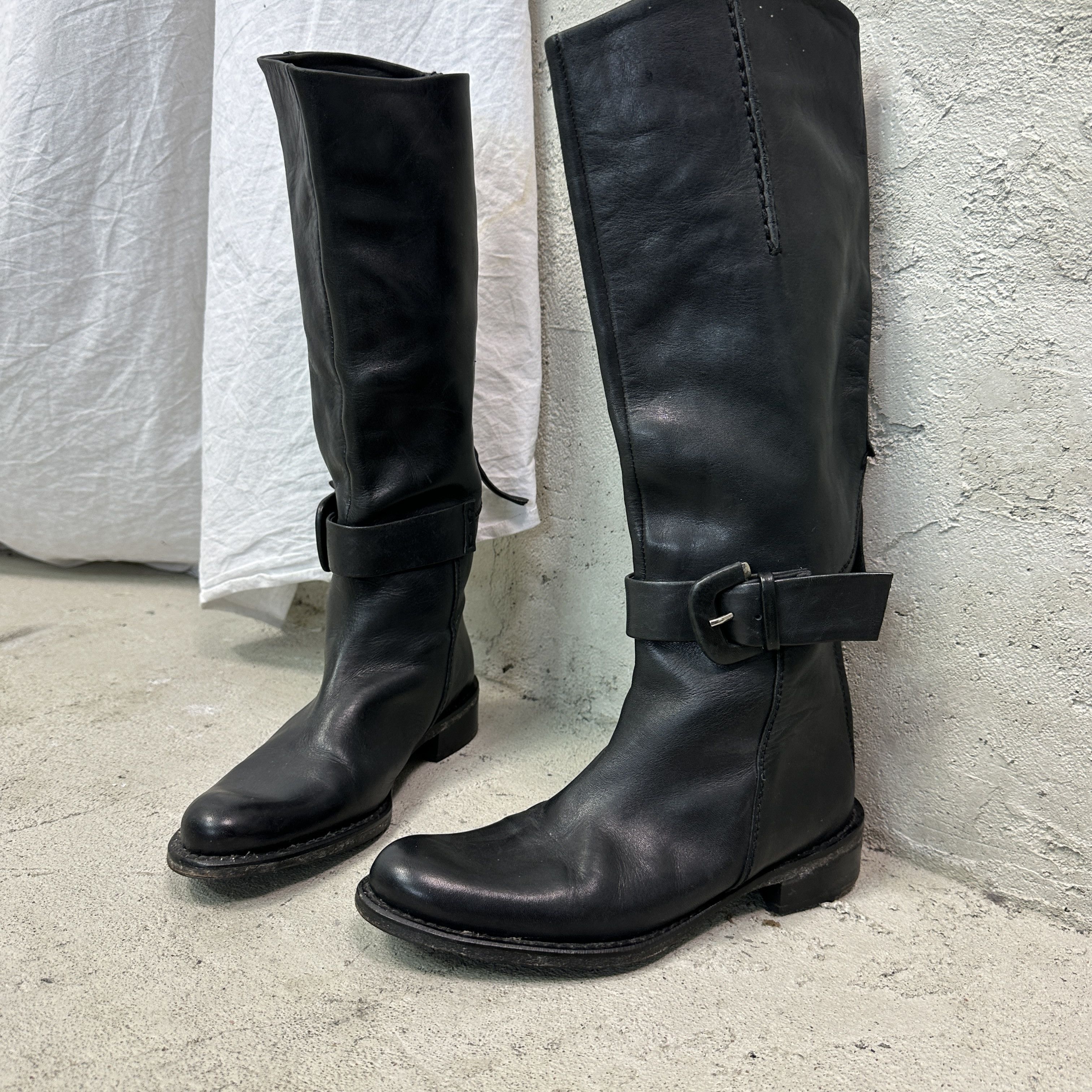 Vintage Vintage Leather Buckled Biker Moto Grunge Boots Y2K Size US 4 / IT 34 - 2 Thumbnail