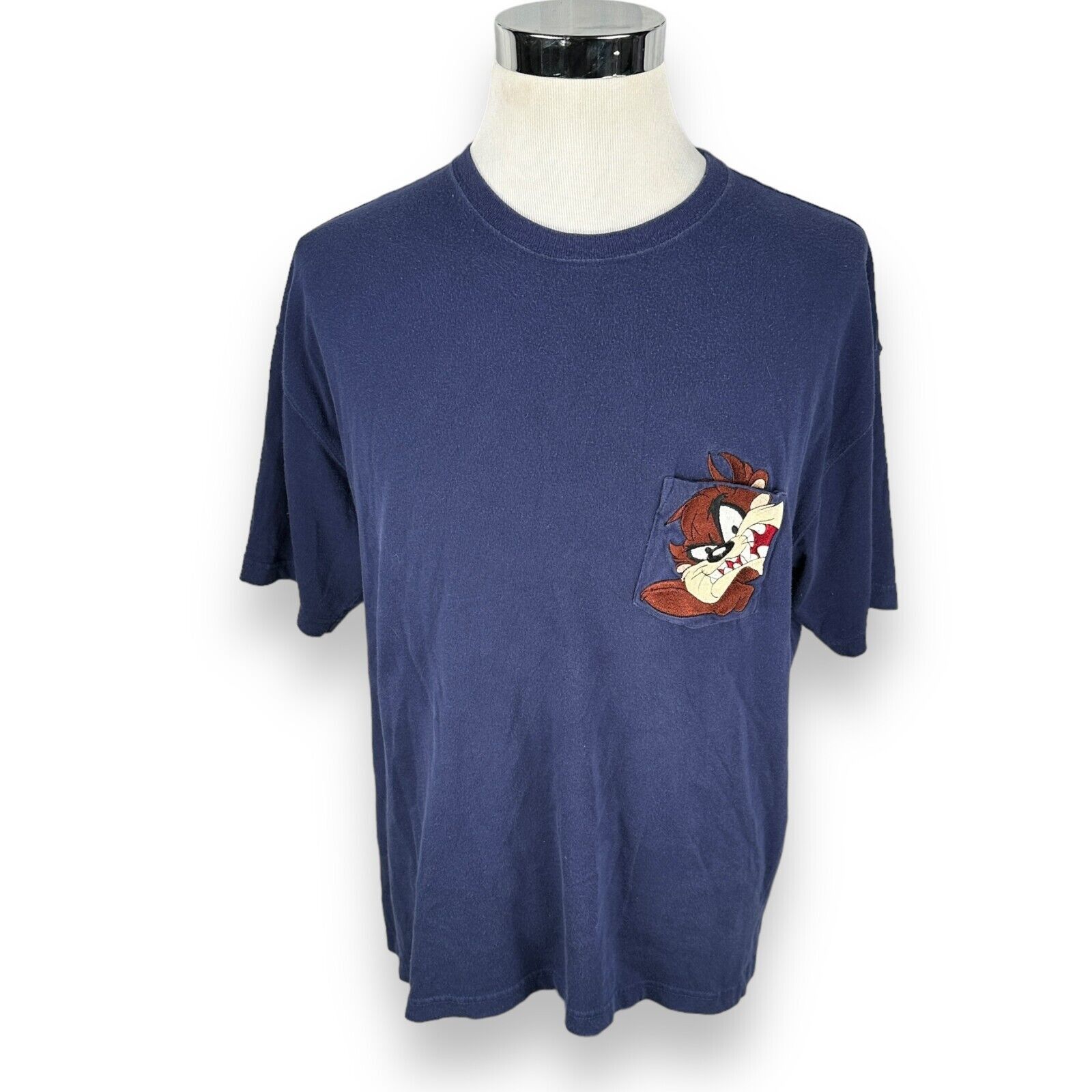 Warner Bros Vintage Warner Bros Taz Pocket T-Shirt Men’s XL Blue Cotton Size US XL / EU 56 / 4 - 1 Thumbnail