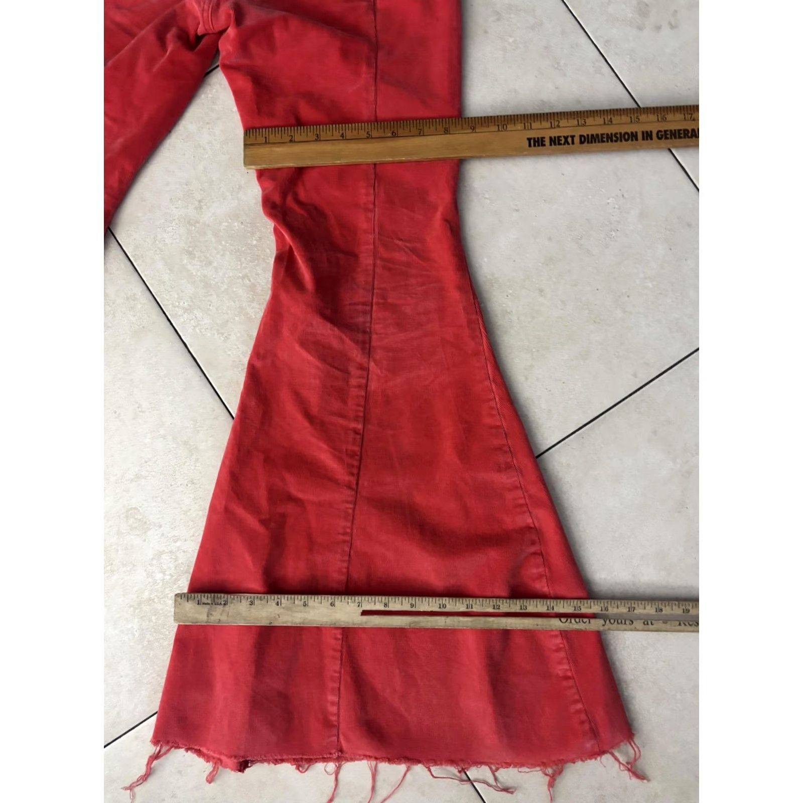 Vintage We The Free Corduroy Flare Pants Womens 27 Red High Rise Raw Hem Lace Up Boho Size 27" / US 4 / IT 40 - 8 Thumbnail