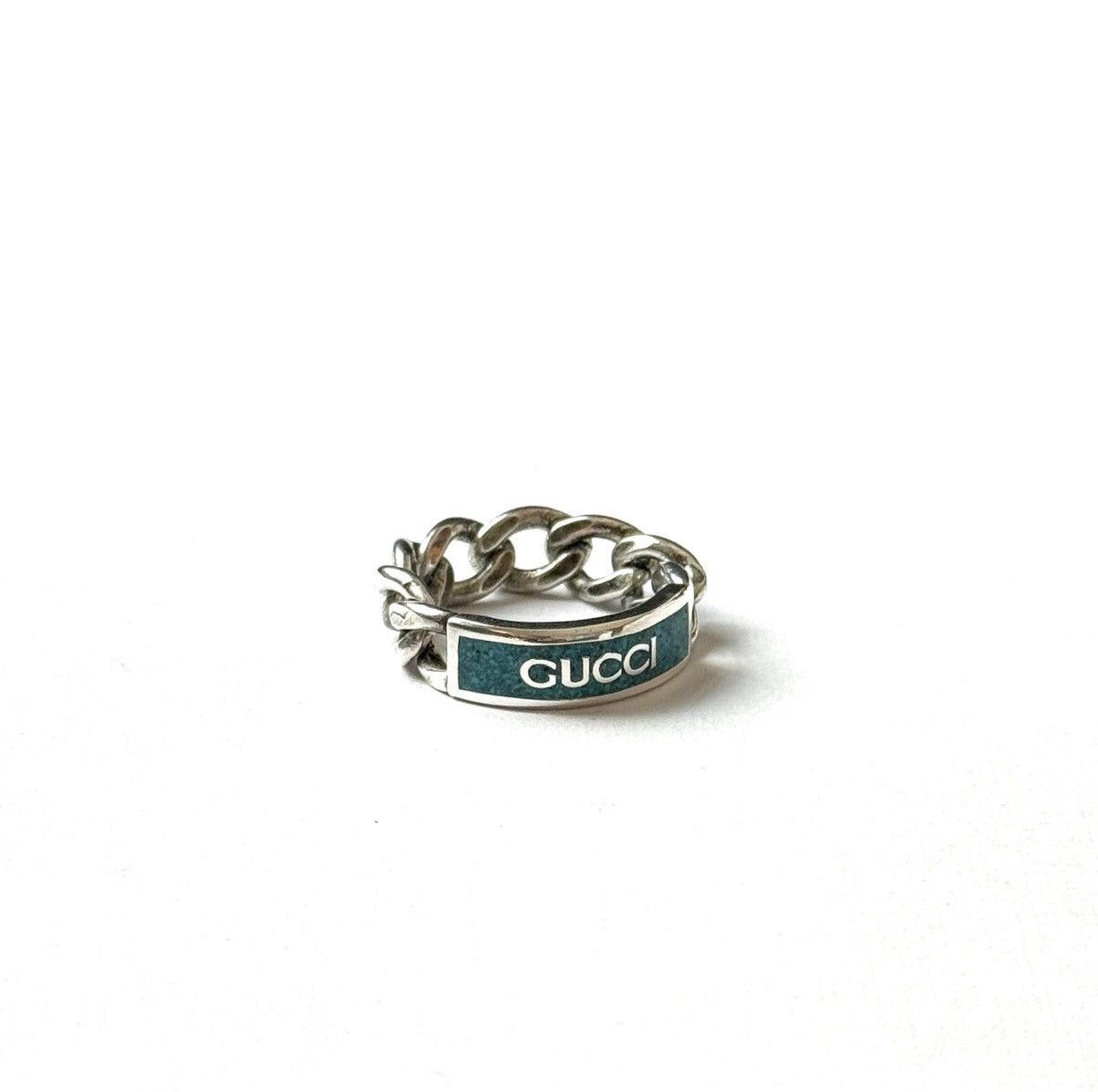 Gucci Gucci .925 Silver Turquoise Chain Ring Size ONE SIZE - 3 Thumbnail