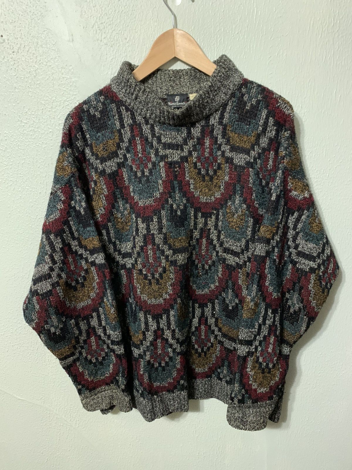 Vintage Vintage Pixelated Rainbow Fish Knit Sweater Size US M / EU 48-50 / 2 - 1 Thumbnail