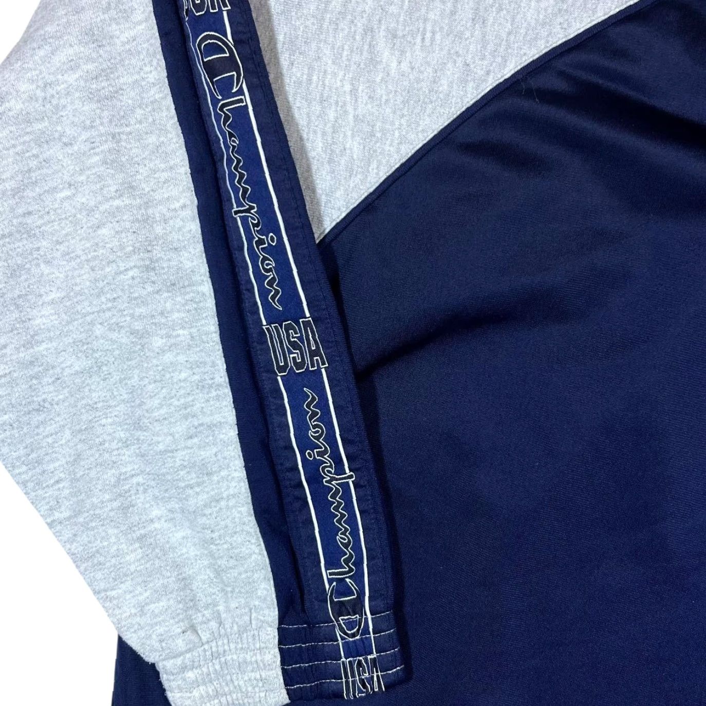 Champion VINTAGE CHAMPION USA Mini Logo Tape Sleeve Colour Block Tracksuit Jacket XL Men's Navy Blue/Grey Size US 36 / EU 52 - 3 Thumbnail