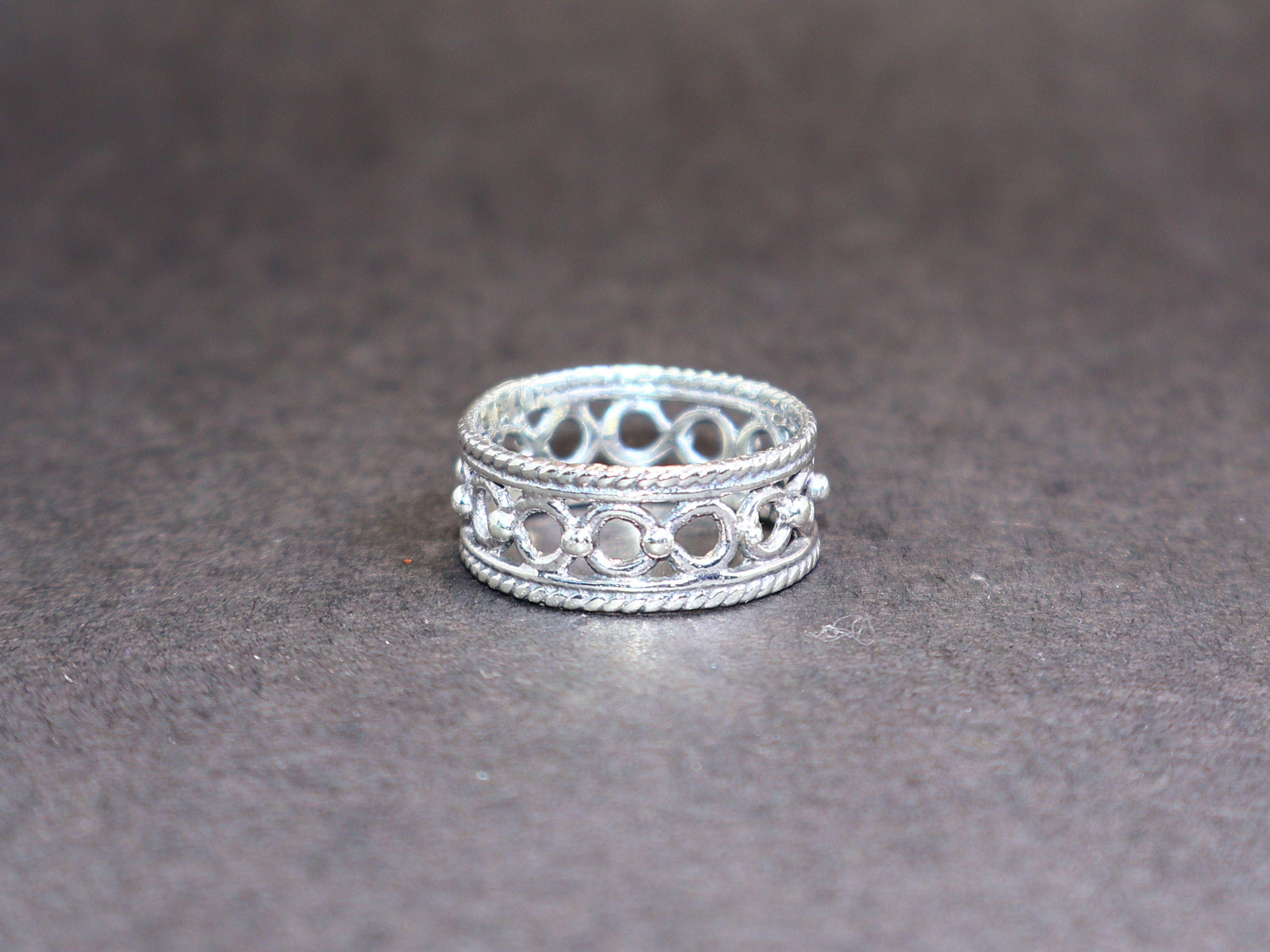 Handmade Wide band ring, Handmade Ring, Sterling Silver Women Ring, Size ONE SIZE - 1 Thumbnail