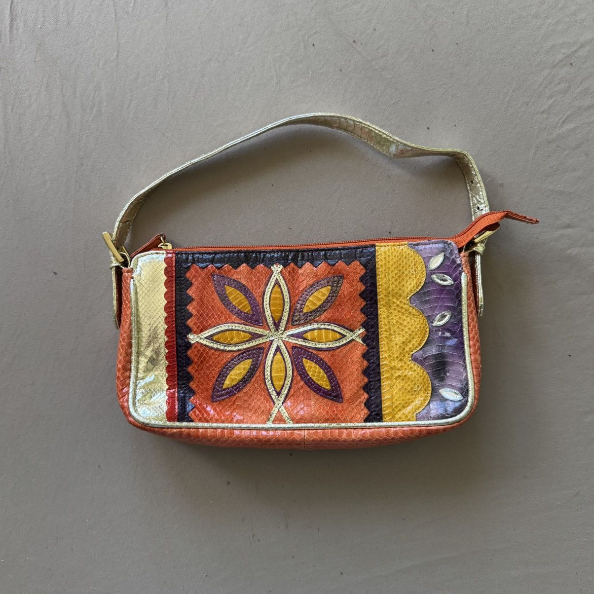 Other Vintage Braccialini Snakeskin Patchwork Clutch Handbag Size ONE SIZE - 1 Thumbnail