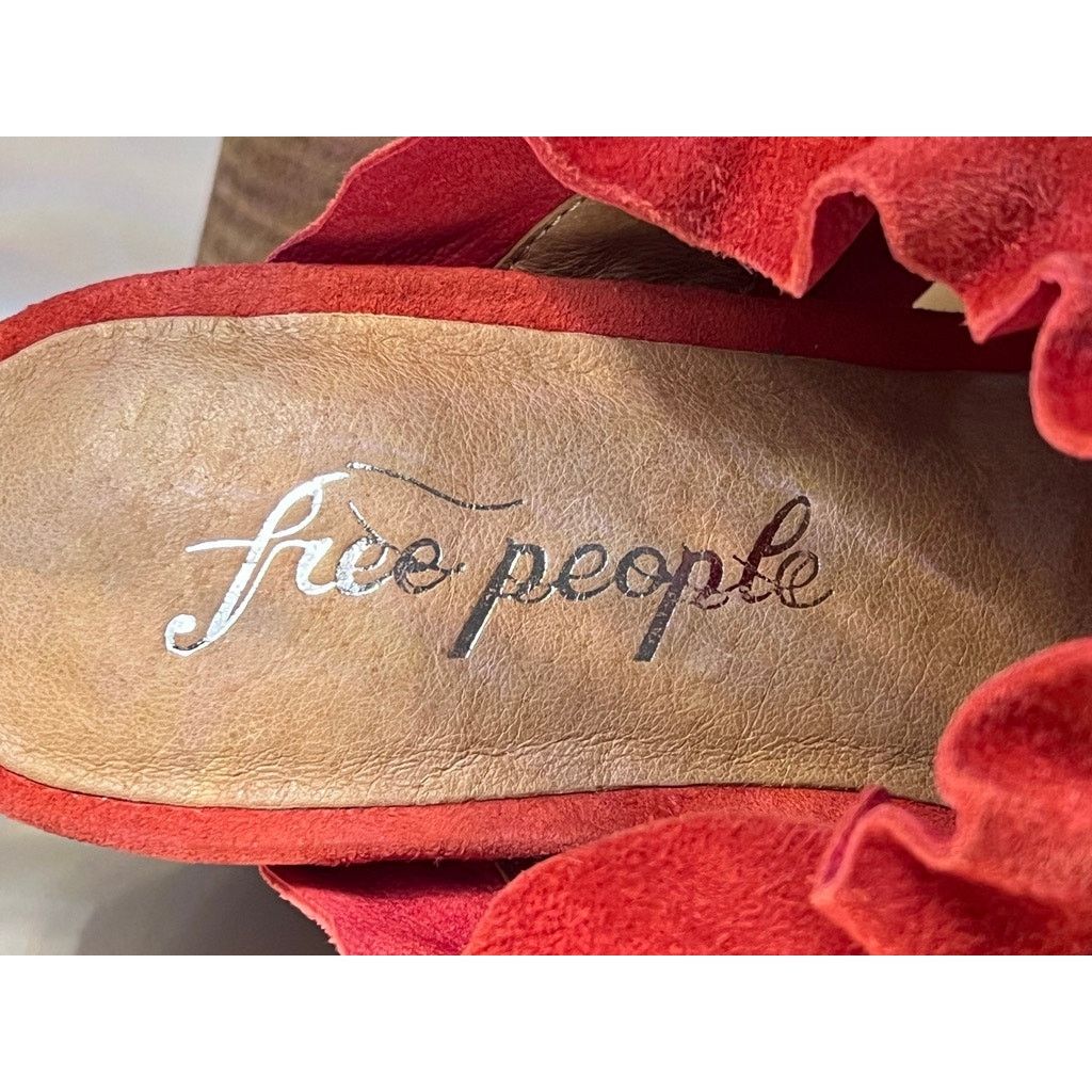 Free People Free People Rosie Ruffle Stacked Heel Red Size EU 37 US 6.5 Size US 6.5 / IT 36.5 - 9 Thumbnail