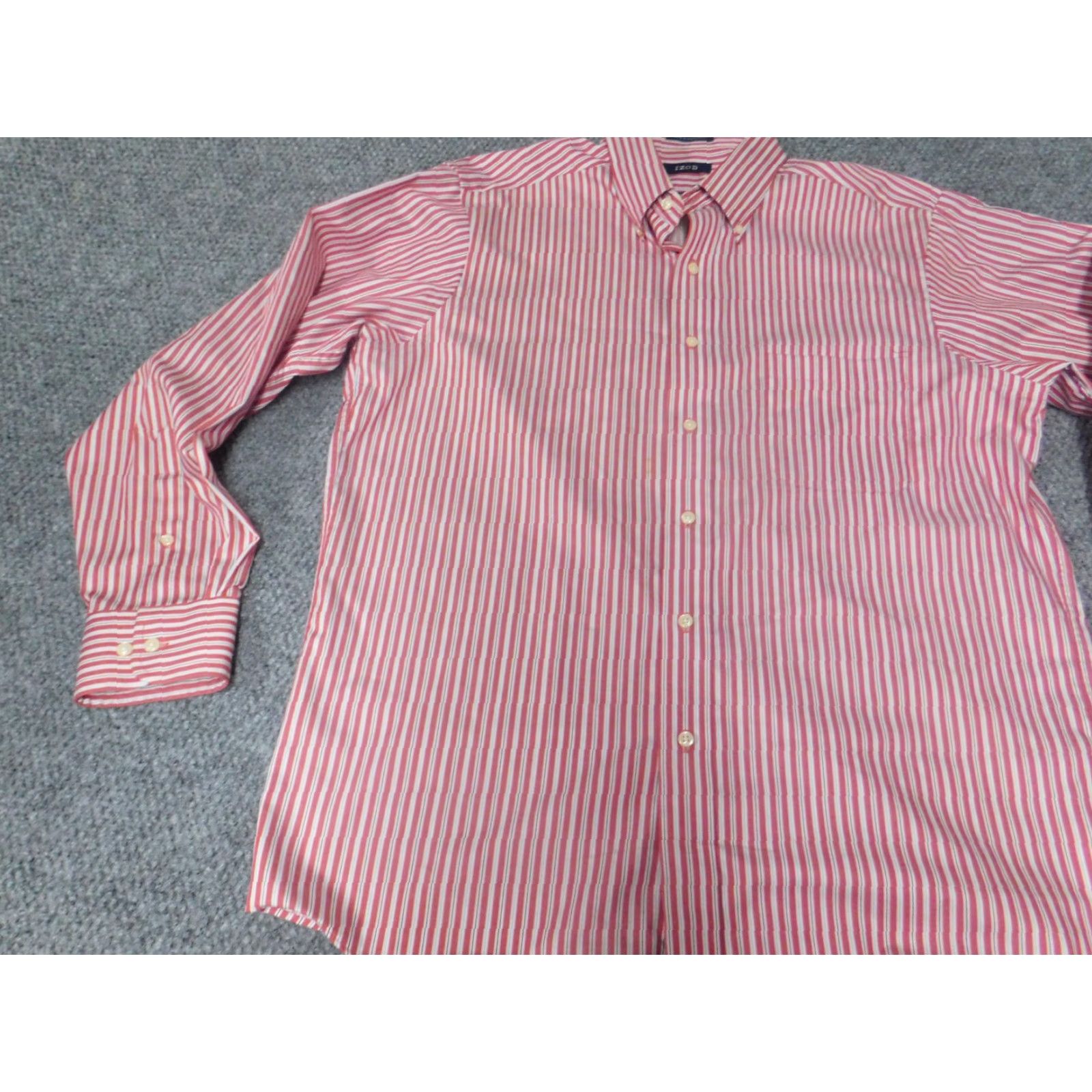 Izod IZOD Shirt Long Sleeve Red Striped Easy Care Button Up Classic Men L Size US L / EU 52-54 / 3 - 3 Thumbnail