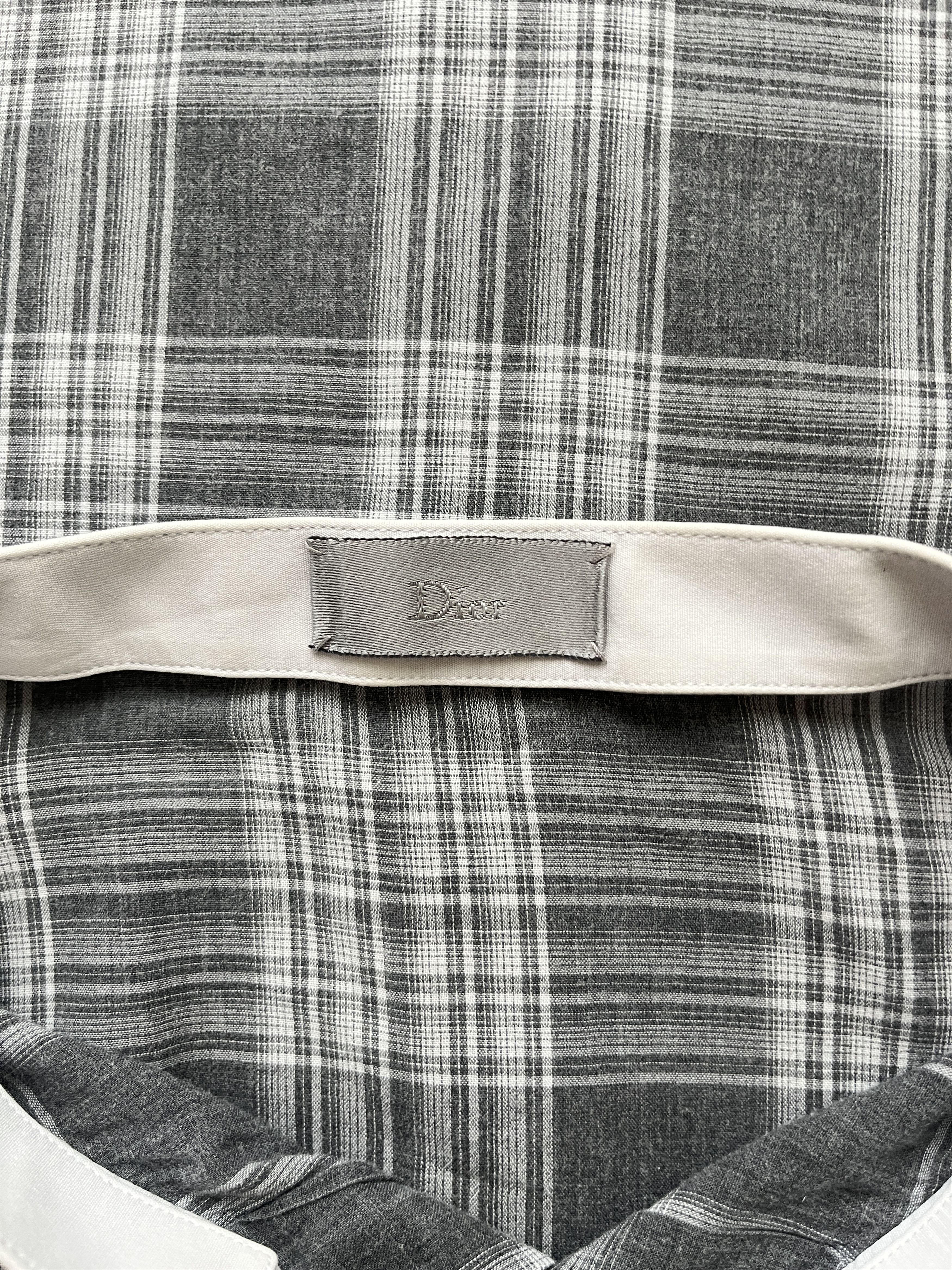 Dior ⚡️QUICK SALE⚡️Dior Gray Checked Shirt with Mao Collar Size US M / EU 48-50 / 2 - 3 Thumbnail