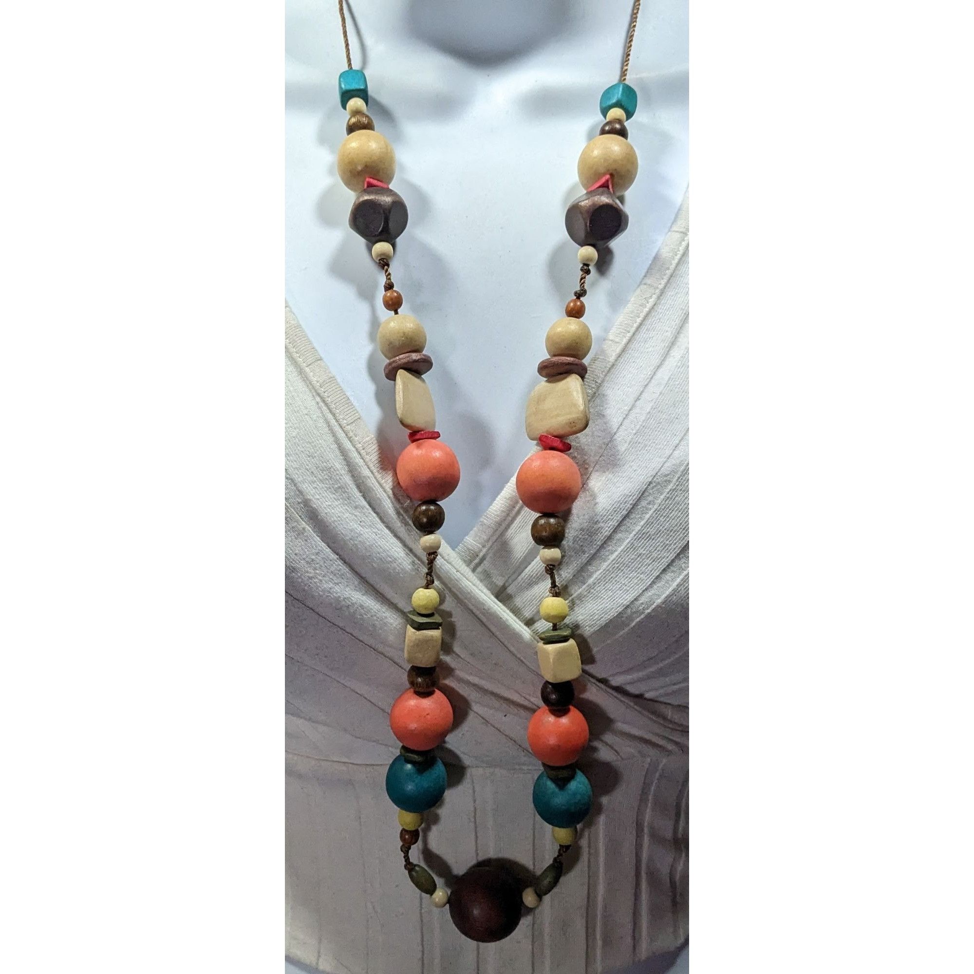 Other Rainbow Chunky Wood Beaded Statement Necklace Size ONE SIZE - 5 Thumbnail