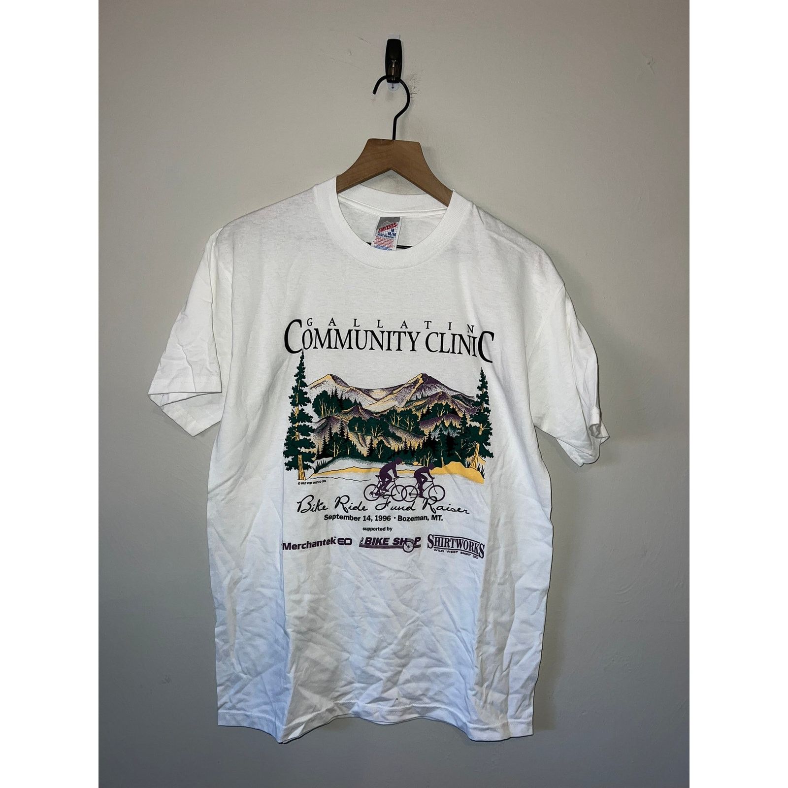 Jerzees 90s Gallatin Clinic Bike Ride Fund Raiser Shirt VTG 1990s M Size US M / EU 48-50 / 2 - 1 Thumbnail