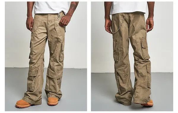 VIBE Beige Cargo Stacked Baggy Pants Size US 30 / EU 46 - 2 Thumbnail