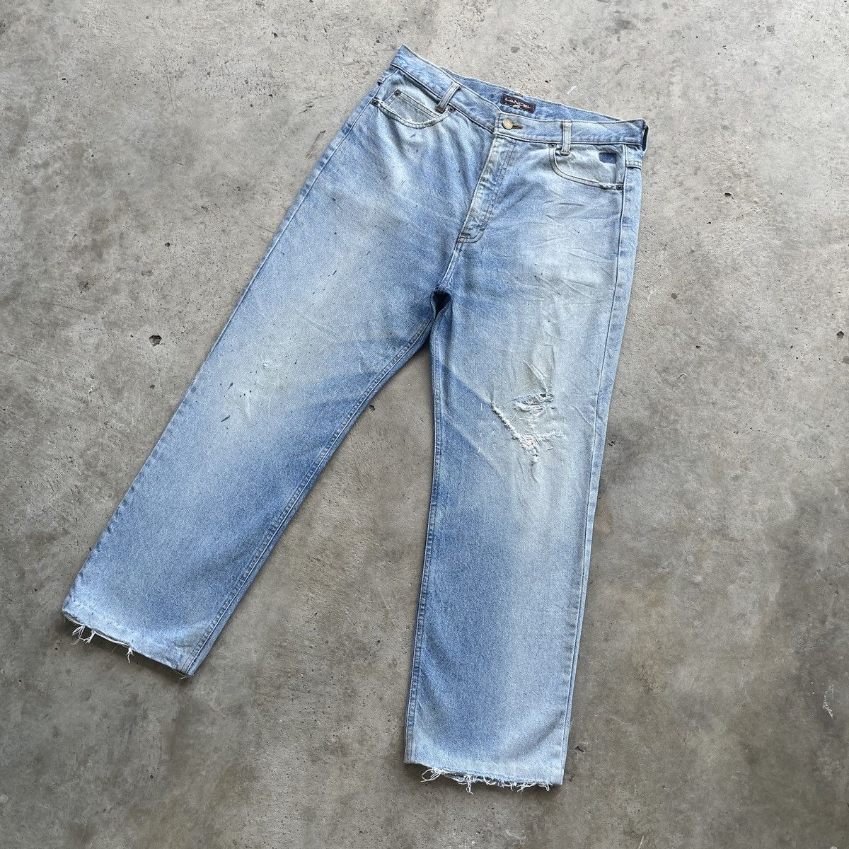 Lancel Vintage Lancel Paris Faded Distressed Painter Jeans Pants Size US 32 / EU 48 - 3 Thumbnail