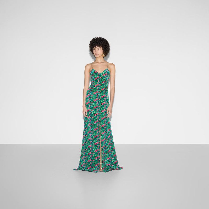 Gucci oc11z1125 Floral Print Silk Evening Dress in Multicolor Size M / US 6-8 / IT 42-44 - 6 Thumbnail