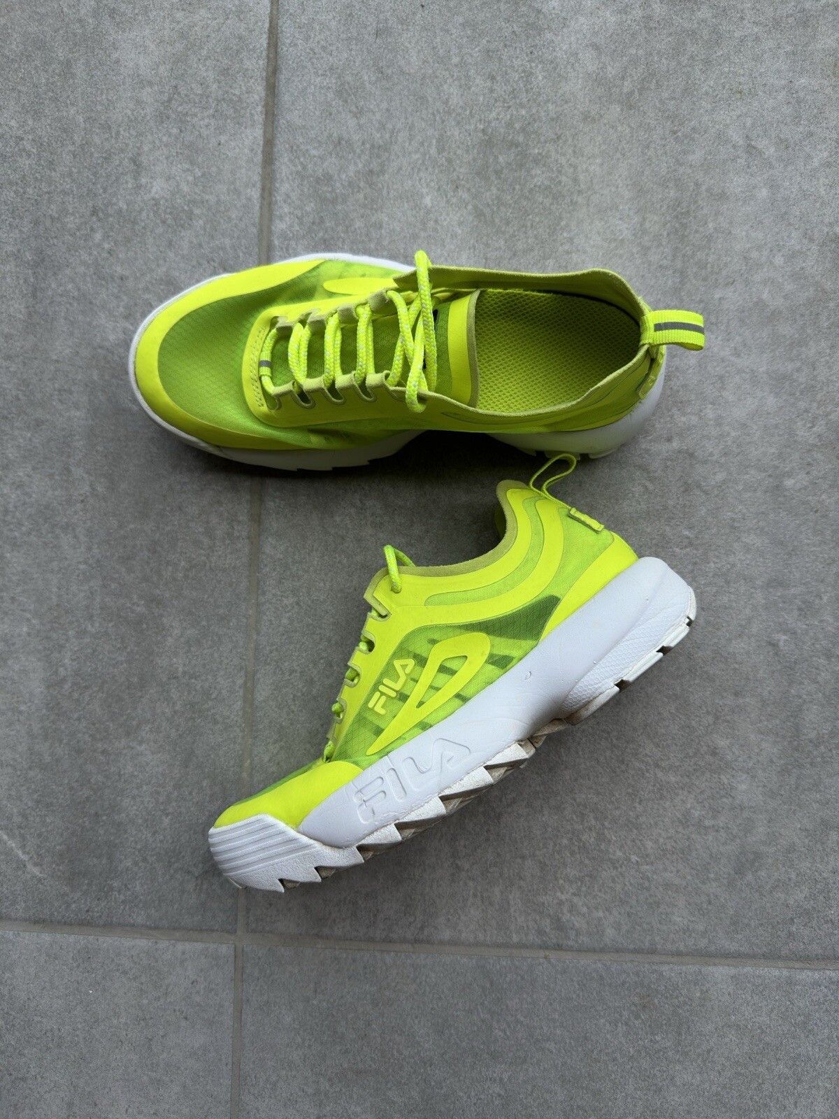 Fila Fila Disruptor Run Neon Lime Platform Sneakers Womens Size US 6 / IT 36 - 4 Thumbnail