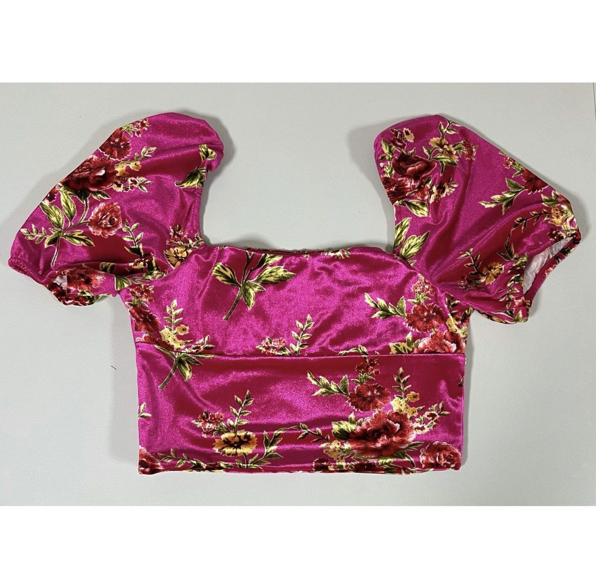 Free People Hot Pink Magenta Floral Velvet Top Shirt Blouse Size S 🌺✨ Size S / US 4 / IT 40 - 3 Thumbnail