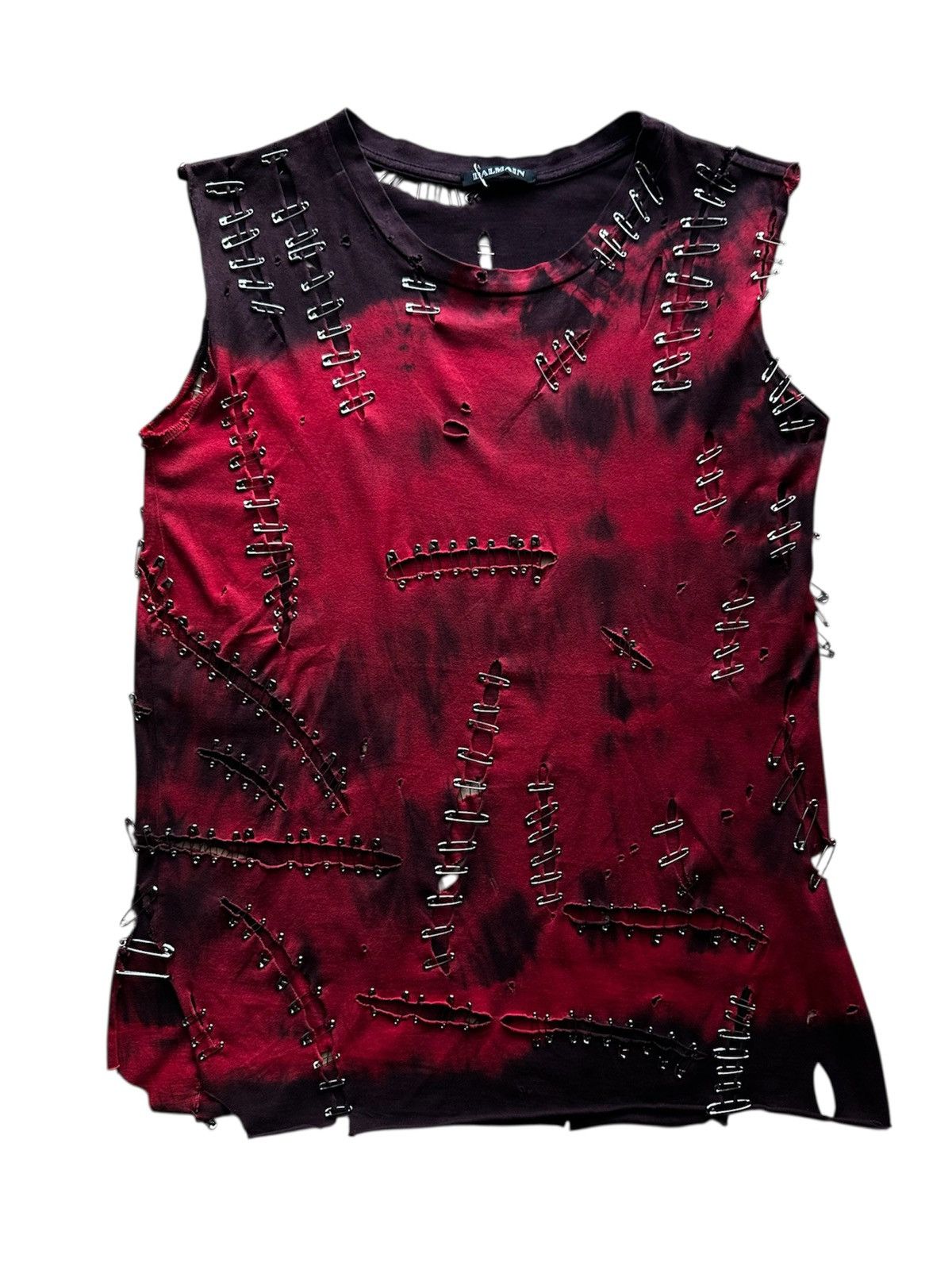 BALMAIN AMERICAN FLAG TANK バルマン タンクトップ Balmain SS11 Burned American Flag Tank Size: 40 fits Large From