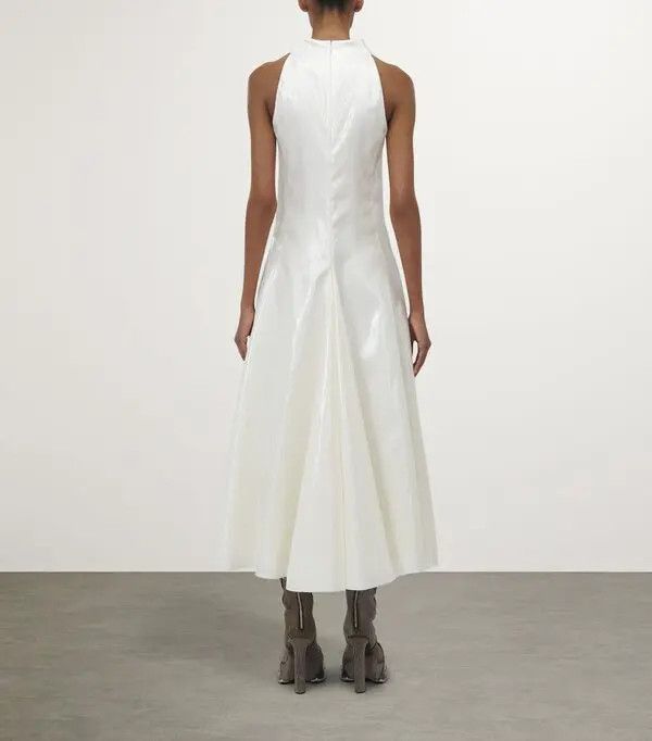 Alexander McQueen o1srvl11e0326 Silk Nylon Tarpaulin Midi Dress in White Size M / US 6-8 / IT 42-44 - 3 Thumbnail