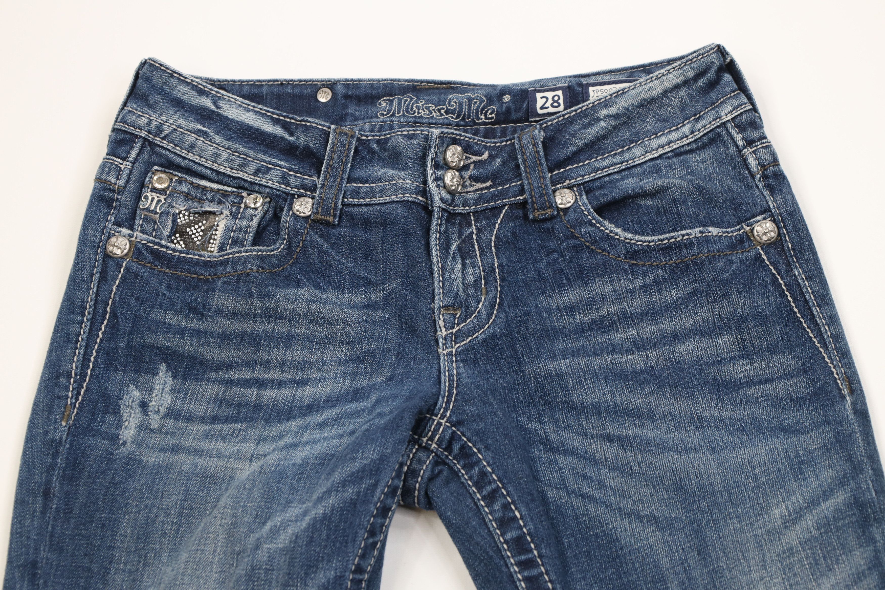 Miss Me Miss Me Stitch Jeweled Rhinestone Skinny Leg Jeans Blue Size 28" / US 6 / IT 42 - 2 Thumbnail