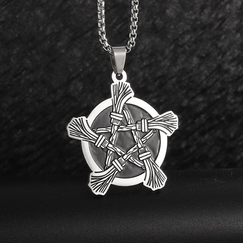 Jewelry Broom Witchcraft Pentagram Pendant Necklace Size ONE SIZE - 6 Thumbnail