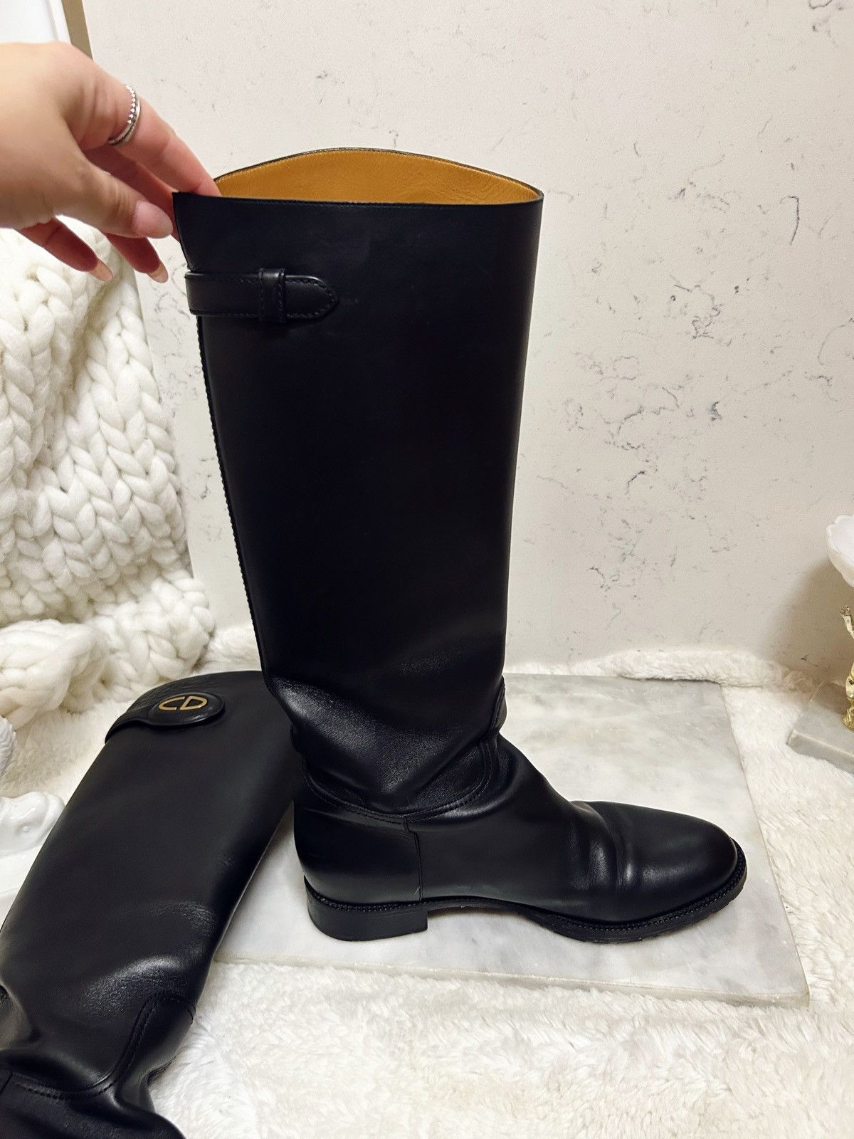 Dior Authentic Dior Black Diorable Leather Riding Knee High Boots Size US 9 / IT 39 - 4 Thumbnail
