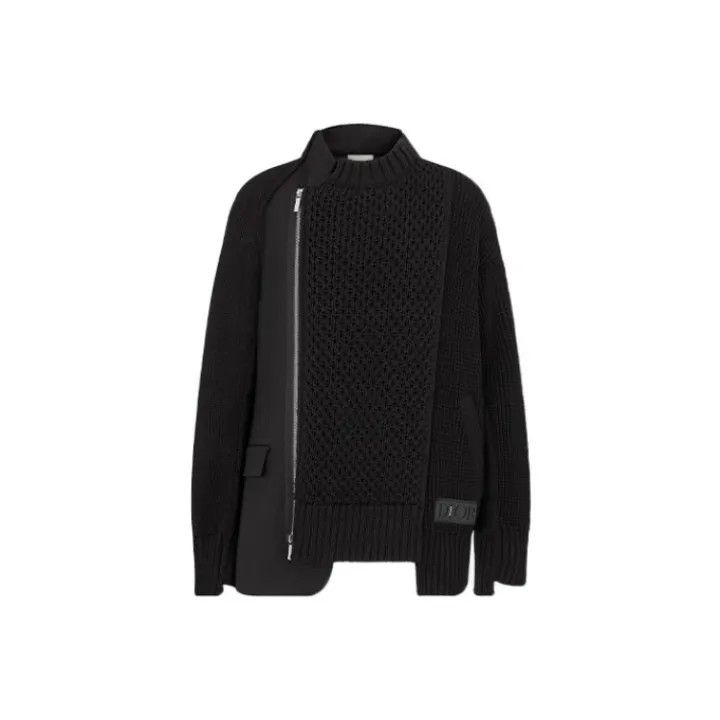 Dior Dior x Sacai Black Knit Mixed Jacket 0079 Size US S / EU 44-46 / 1 - 1 Thumbnail