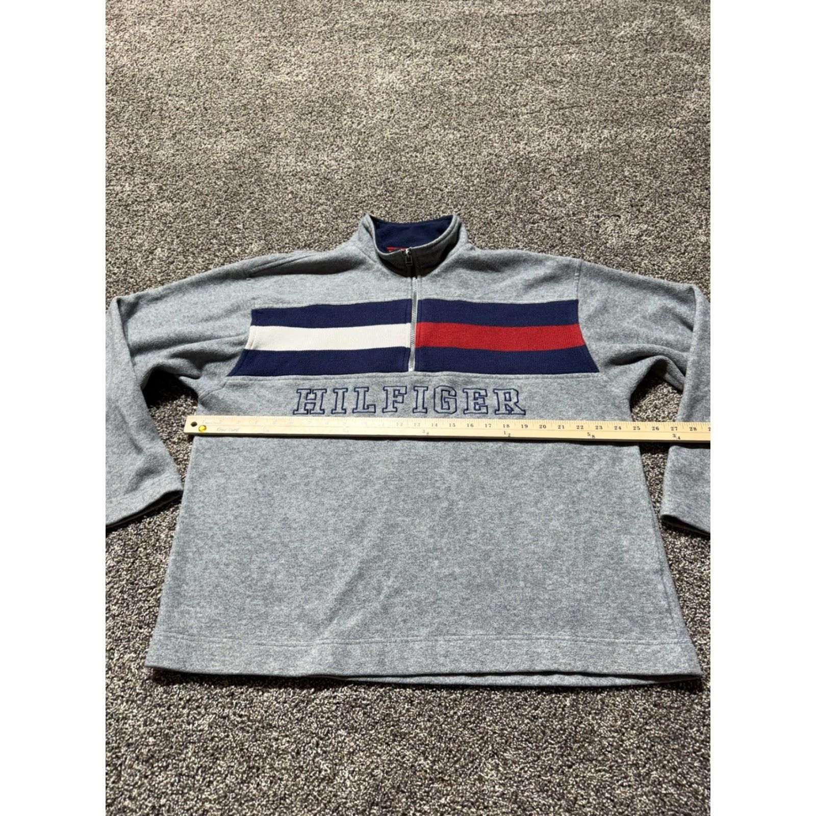 Tommy Hilfiger VINTAGE Tommy Hilfiger Spellout 1/4 Zip Fleece Pullover XL Gray 90s Men’s Size US XL / EU 56 / 4 - 6 Thumbnail