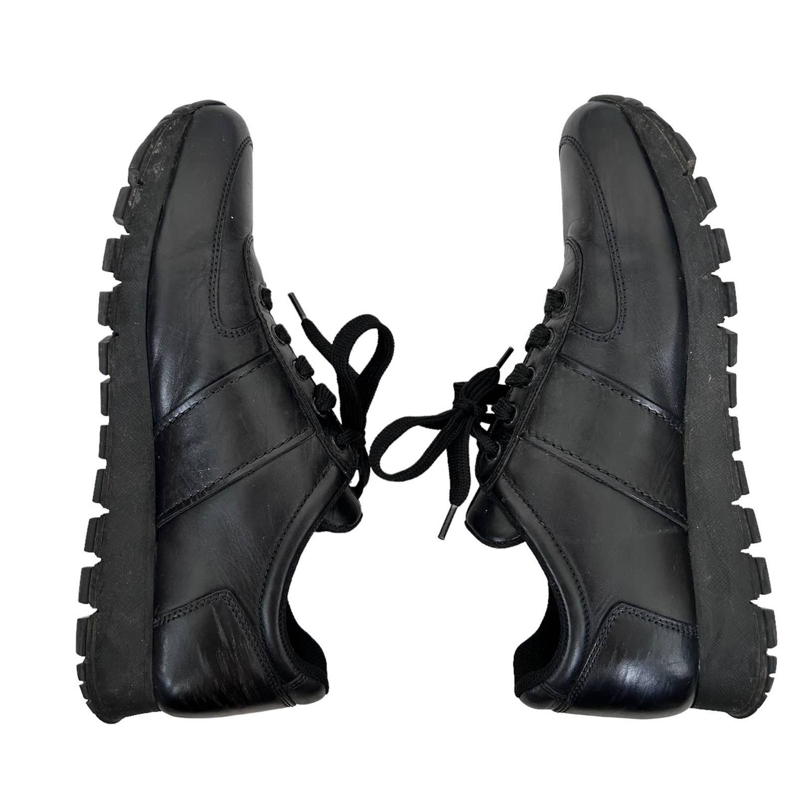 Prada Prada Black Leather Sneakers Sz 41 Size US 11 / IT 41 - 11 Thumbnail