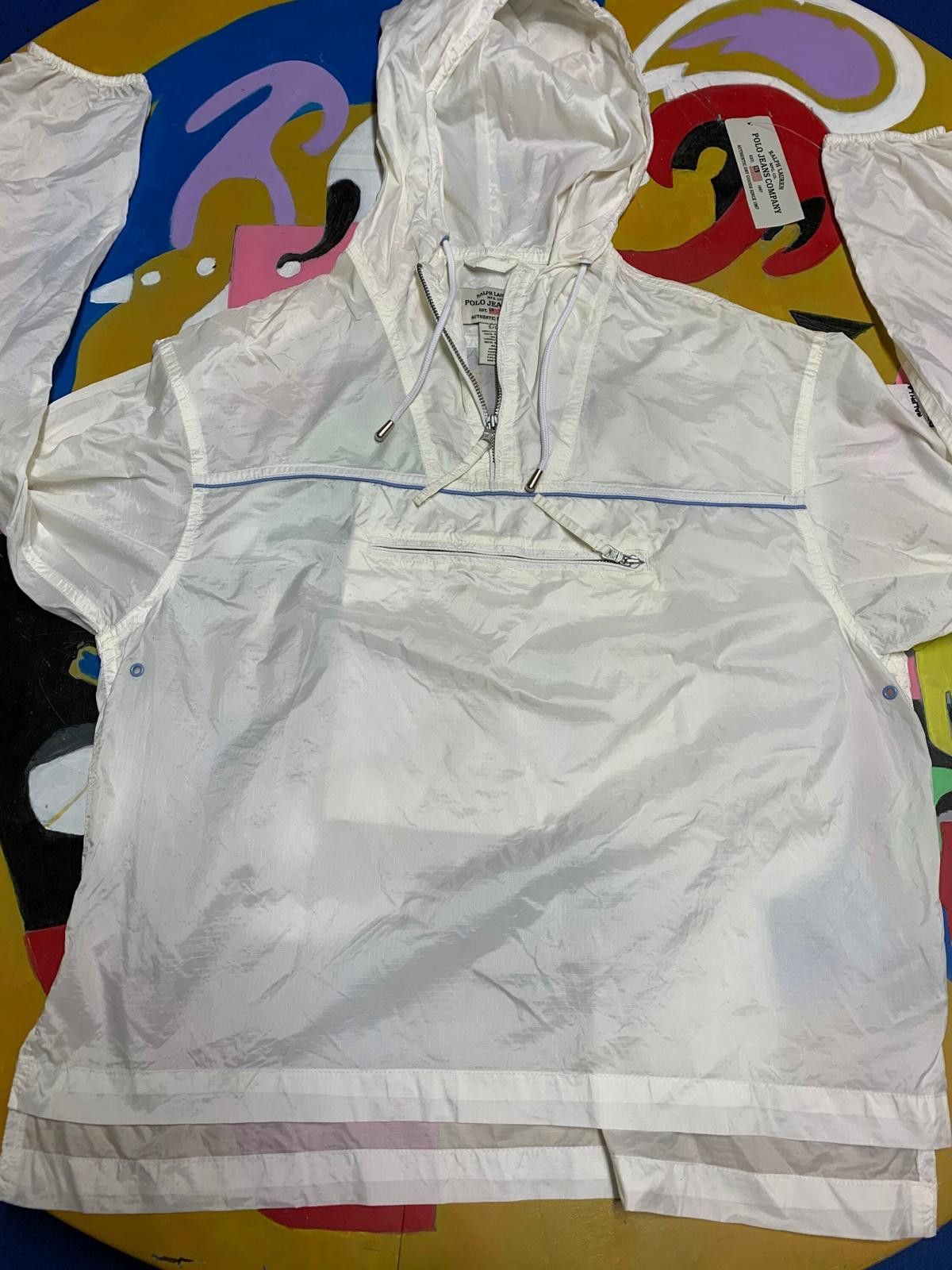 Other Polo Jeans Co. White Hooded Windbreaker Jacket Size M / US 6-8 / IT 42-44 - 1 Thumbnail