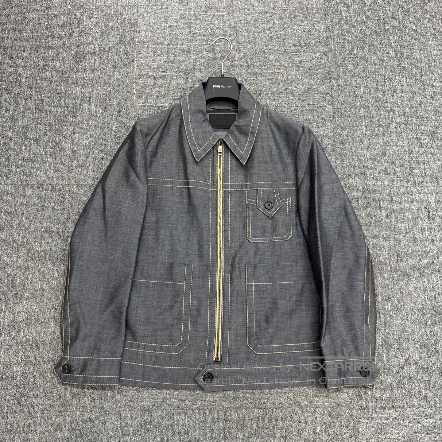 Prada Gray Denim Jacket with Contrast Stitching . Size US M / EU 48-50 / 2 - 1 Thumbnail