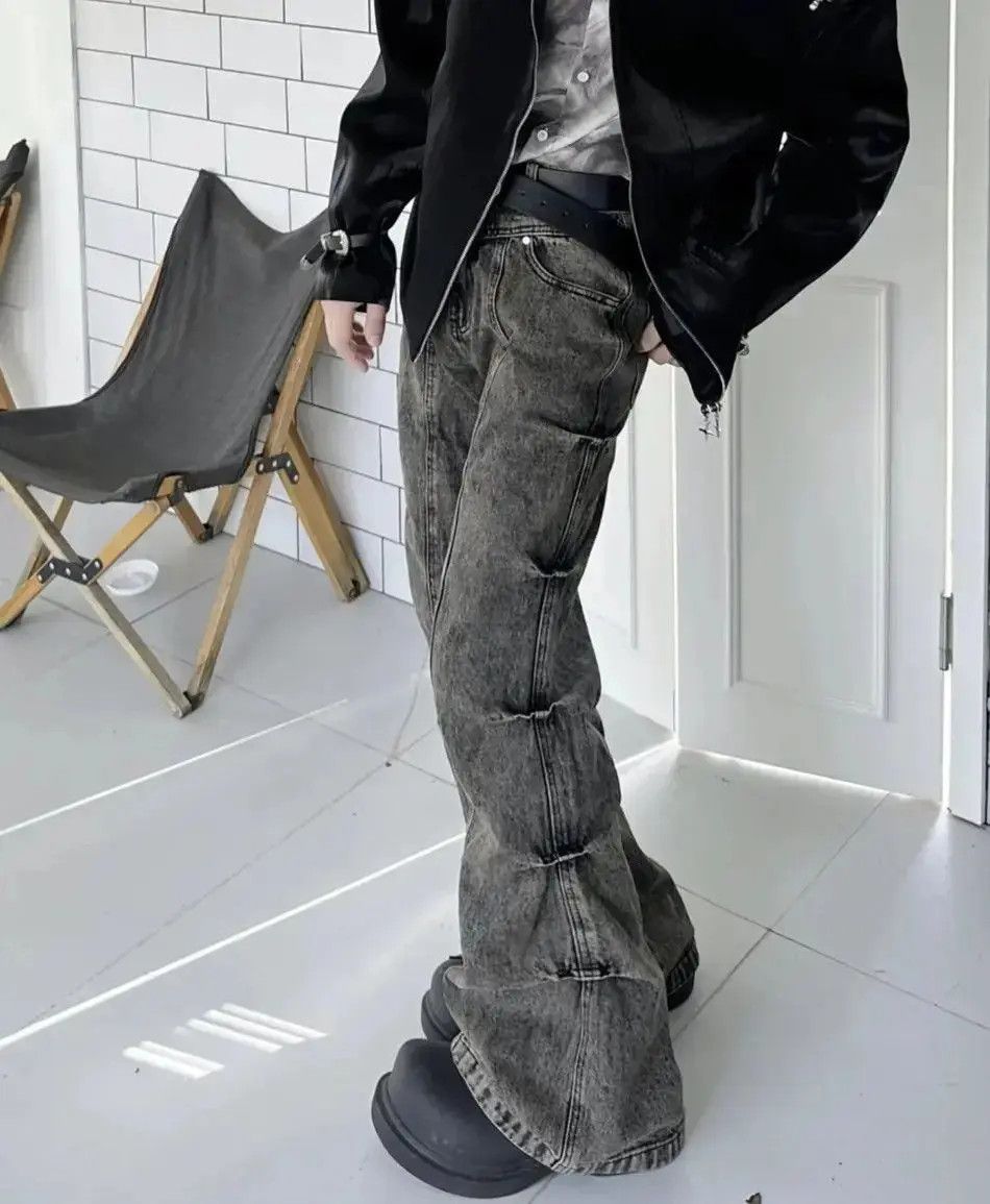 Y2k Cargo Flared Stack Jeans Wide Leg Bootcut Stacked