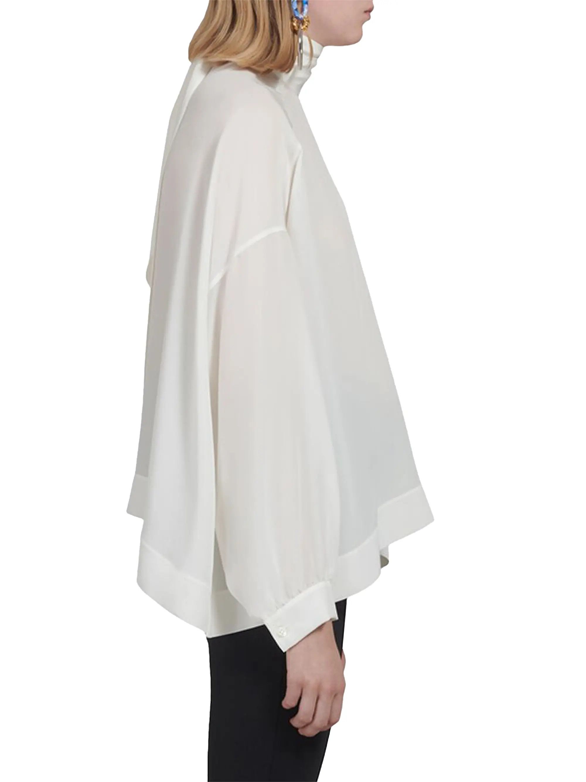 Balenciaga o1srvl11e0825 Fluid Vareuse Blouse in White Size XL / US 12-14 / IT 48-50 - 5 Thumbnail
