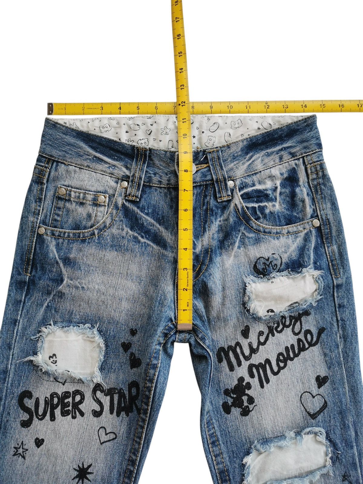 Anime Vintage Mickey Mouse Denim Distressed Jeans Size US 29 - 12 Thumbnail