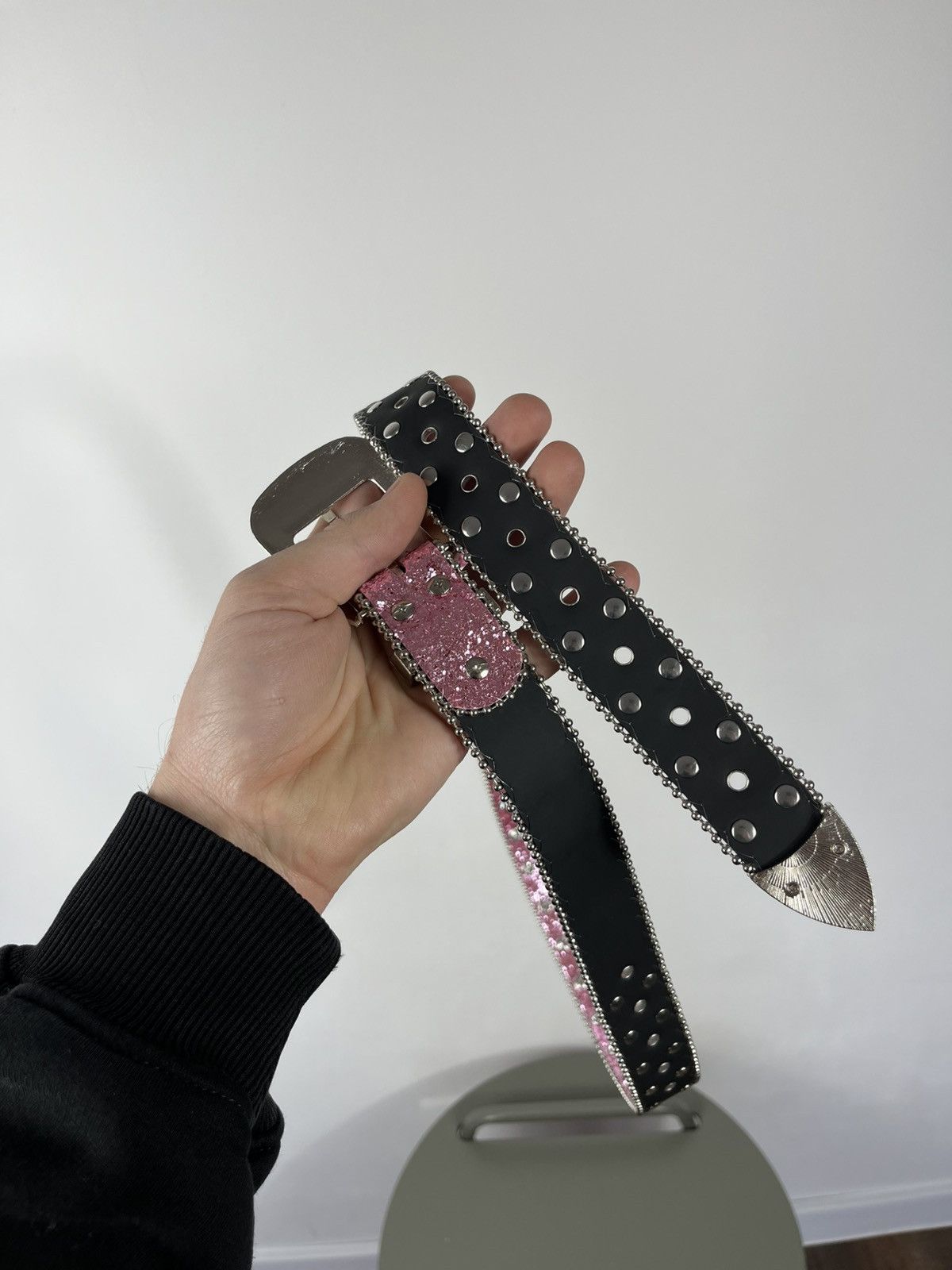 Other Avant Garde Pink Glitter Rhinestone Studded Belt 47in 120cm Size ONE SIZE - 11 Thumbnail