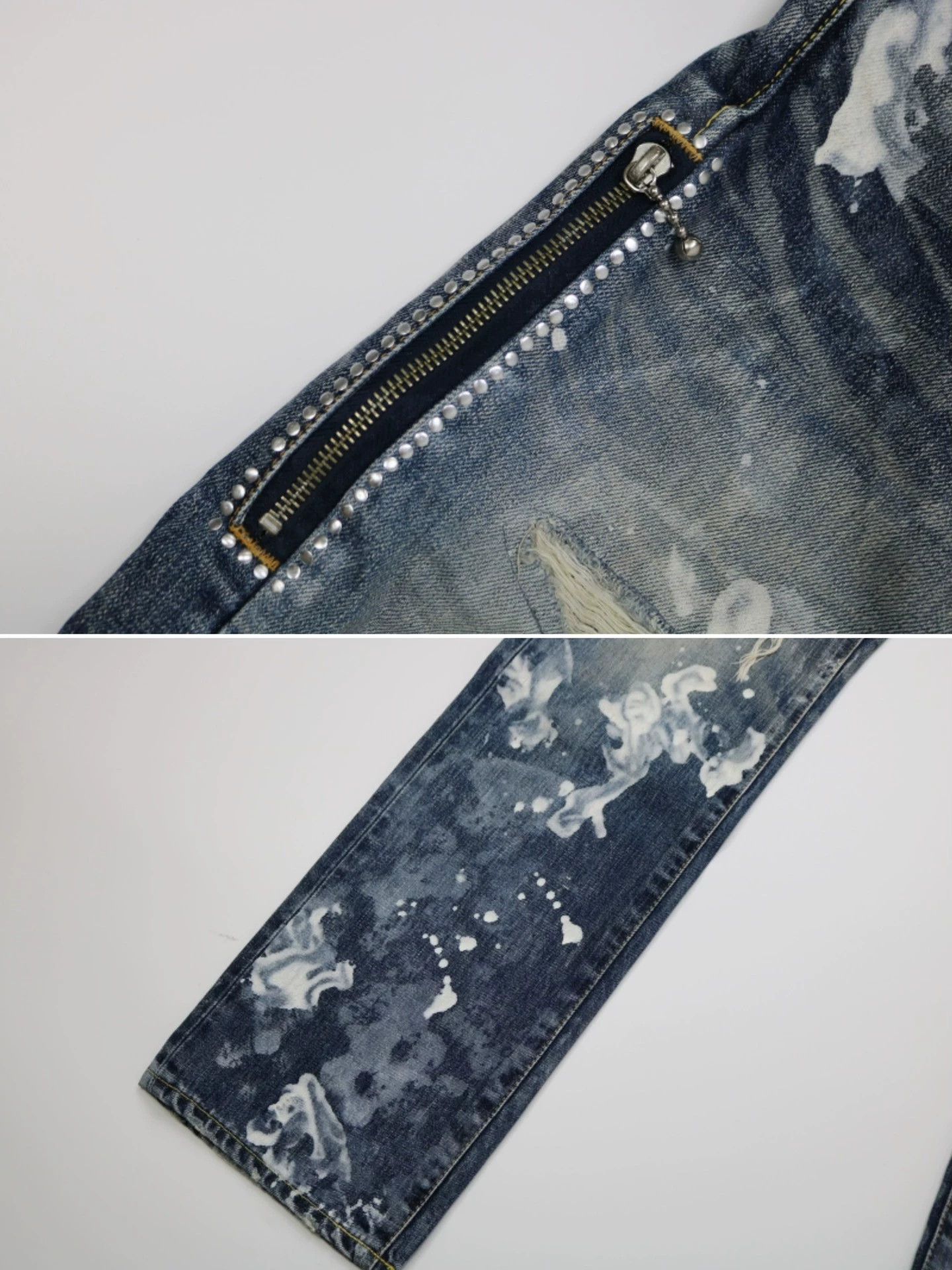 Vanquish VANQUISH x FRAGMENT Lightning Splatter Distressed Jeans W28 Size US 28 / EU 44 - 5 Thumbnail