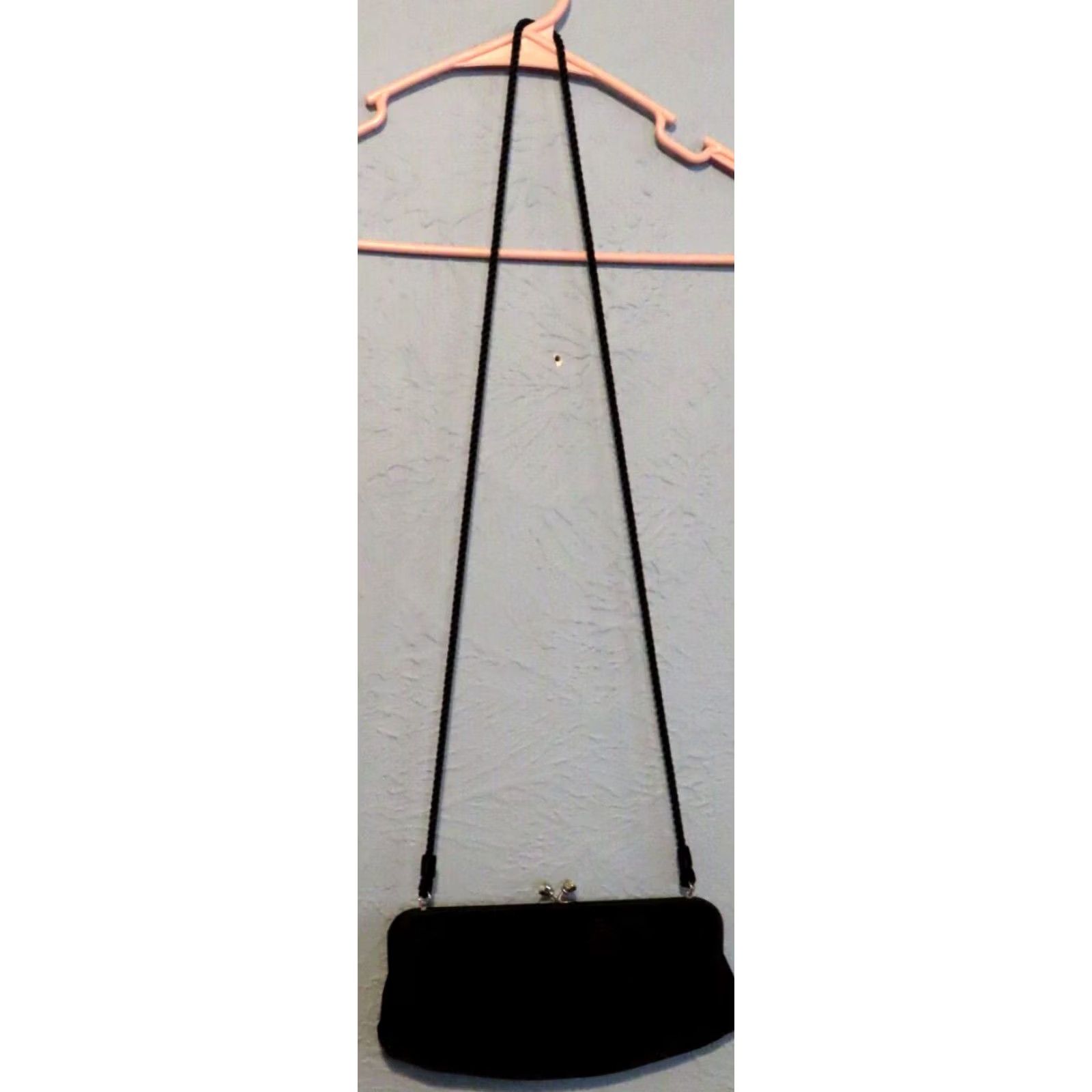 White House Black Market READ White House Black Market Clutch Purse Crossbody Cord Rhinestone Clasp Black Small Women Lampshade? Size ONE SIZE - 2 Thumbnail