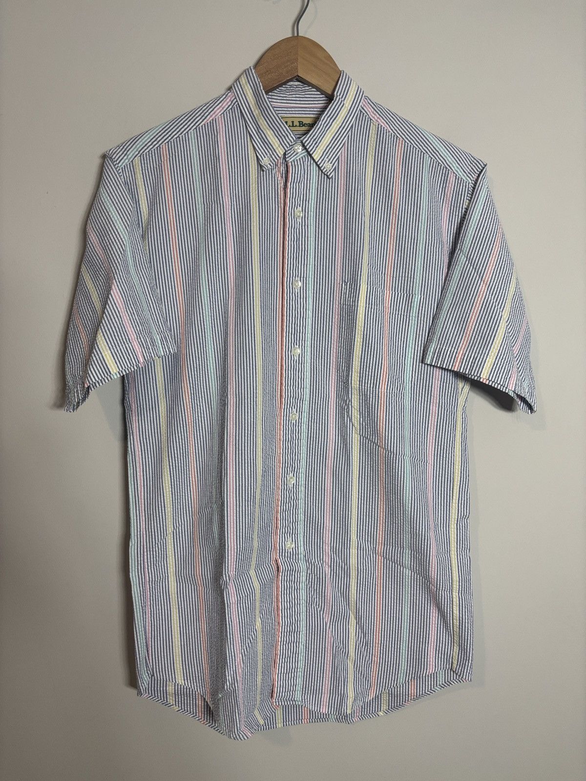 L.L. Bean Vtg LL Bean Seersucker Button Down Shirt M Tall Multicolor Size US M / EU 48-50 / 2 - 1 Thumbnail