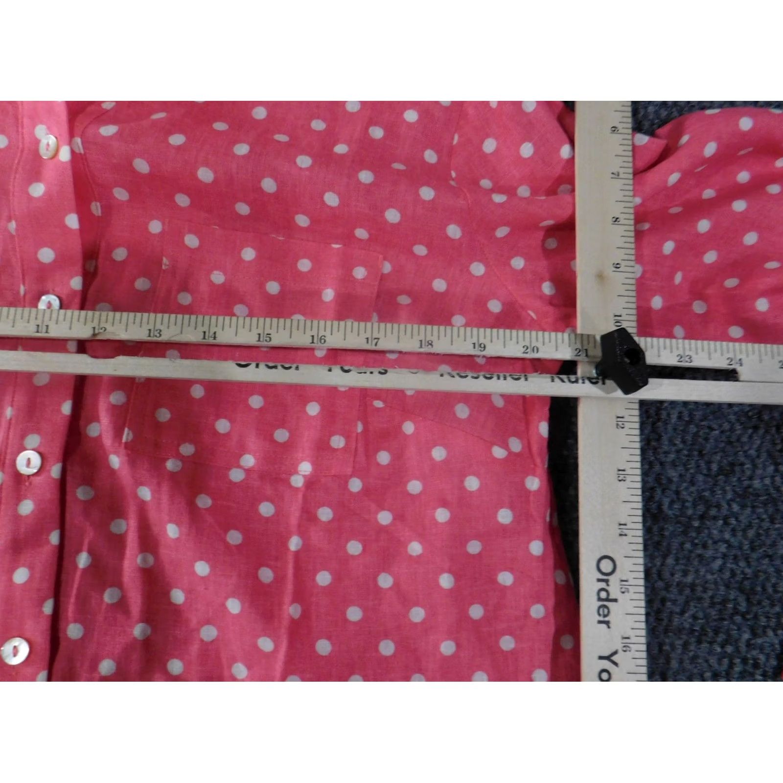 Vintage Susan Graver Blouse Womens PS Pink Linen Button Front Polka Dot Collared Casual Size S / US 4 / IT 40 - 5 Thumbnail