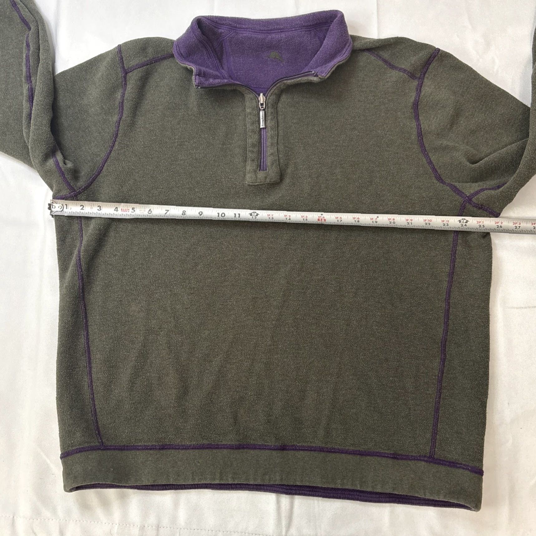 Tommy Bahama VINTAGE Tommy Bahama Sweatshirt 1/4 Zip Pullover Mens Purple Green Reversible 2XL - 100% Cotton Blend Knit Mock Neck Long Sleeve Sweater Shirt Size US XXL / EU 58 / 5 - 4 Thumbnail
