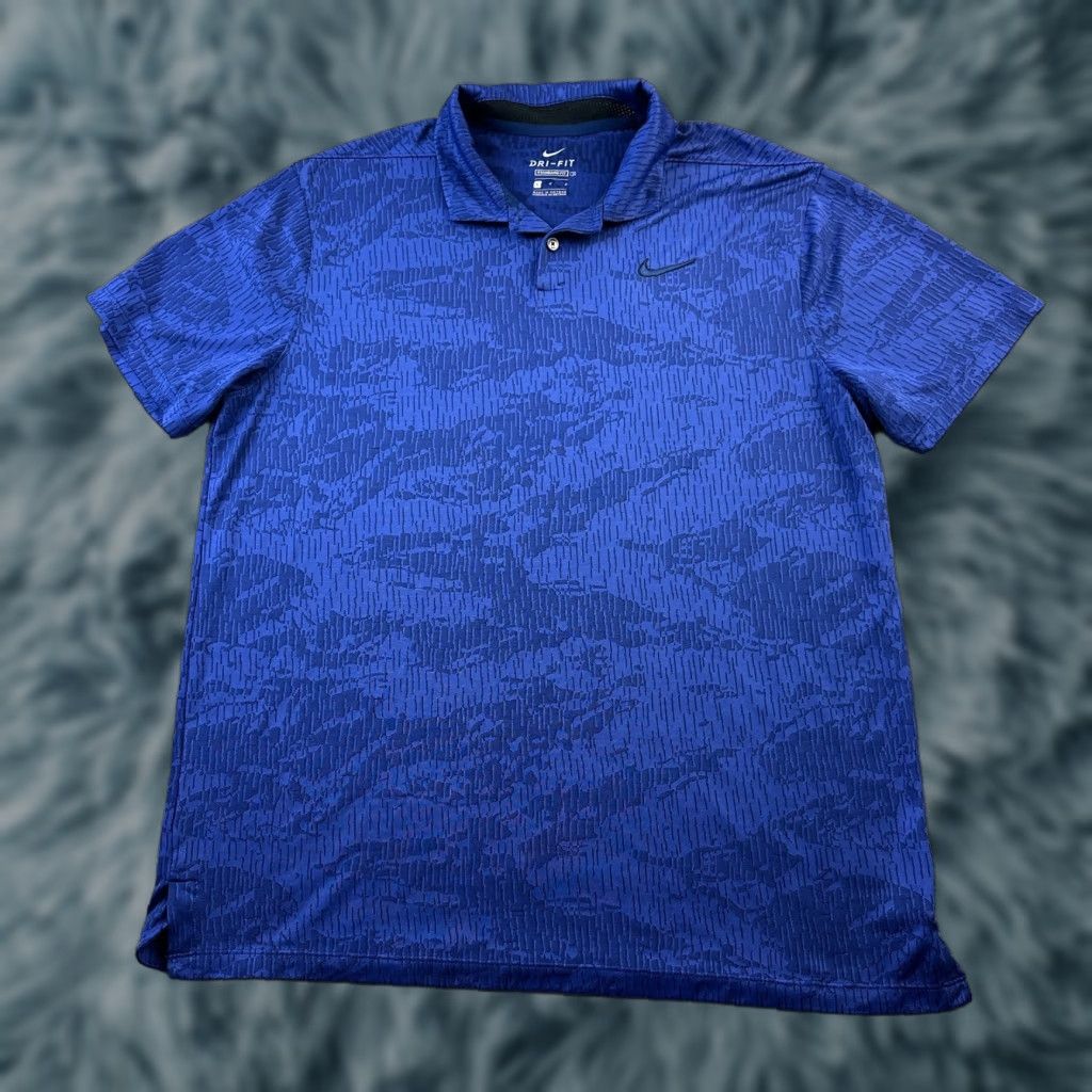 Nike Nike Polo Shirt Mens Large Blue Camouflage All Over Print Dri Fit Golf Tour Size US L / EU 52-54 / 3 - 1 Thumbnail