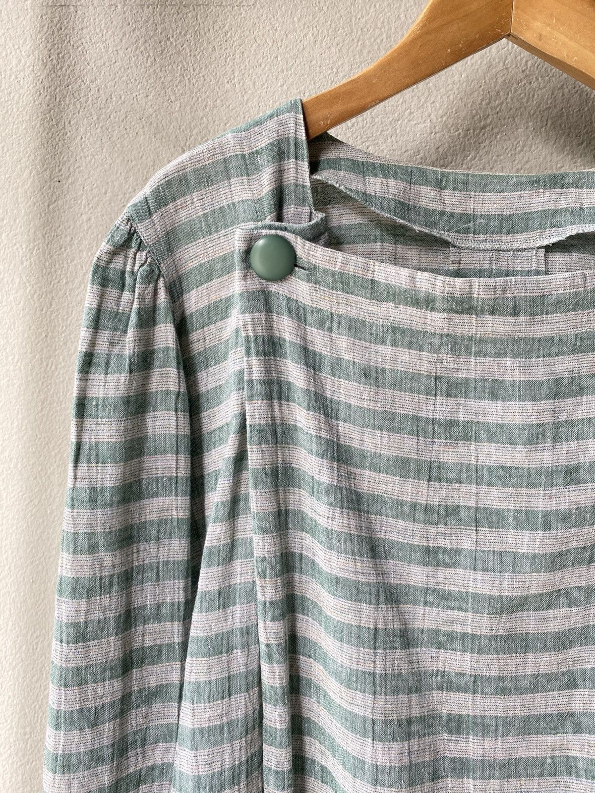 Dior Christian Dior Green-Striped Button-Detail Blouse Size M / US 6-8 / IT 42-44 - 5 Thumbnail
