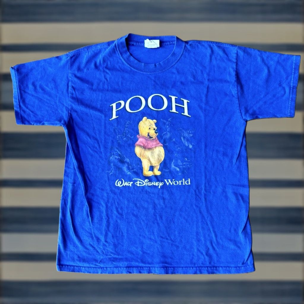 Disney VINTAGE Winnie The Pooh Walt Disney World T-Shirt Disney 90s Men Medium Blue Crew Neck Short Sleeve Shirt Size US M / EU 48-50 / 2 - 1 Thumbnail