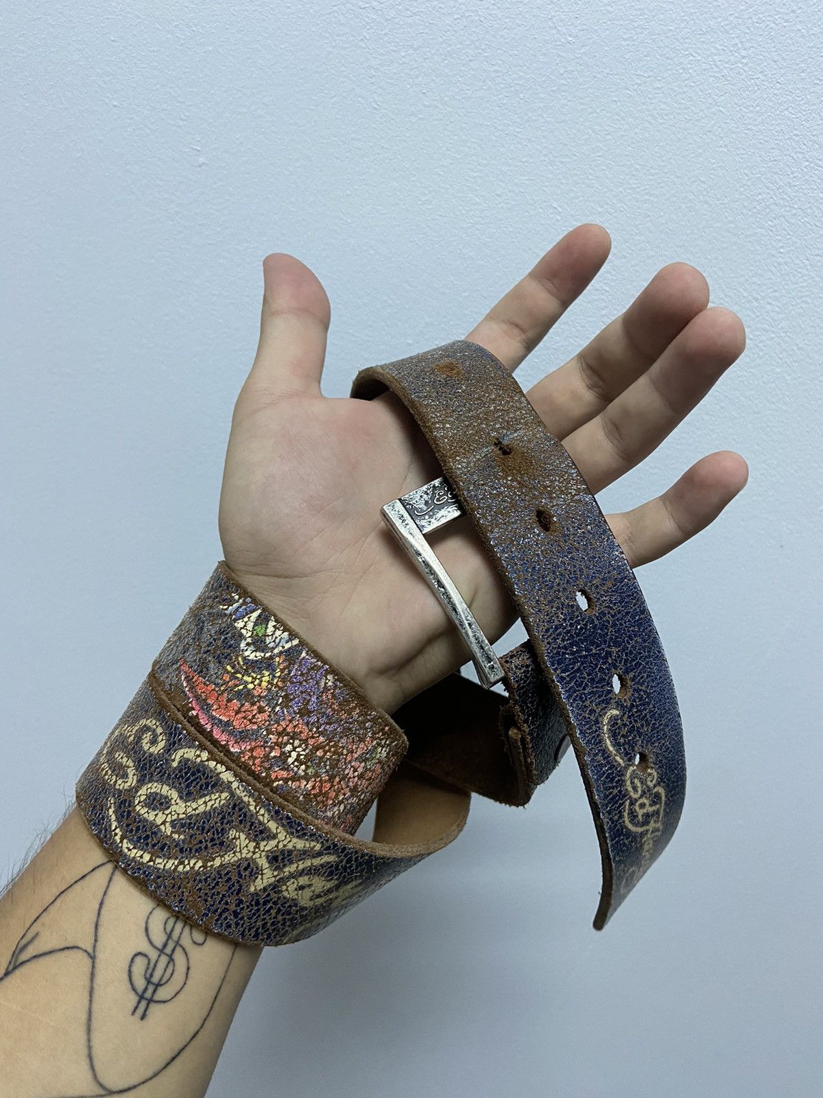 Ed Hardy × Vintage Ed Hardy Vintage All Print Belt Skull Rose Tattoo Y2K Size ONE SIZE - 4 Thumbnail