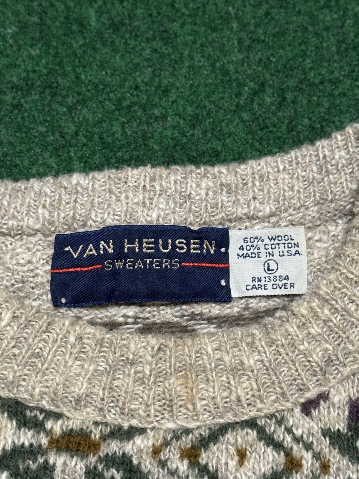 Van Heusen Vintage 90s Van Heusen Knit Wool Large Fair Isle Sweater Size US L / EU 52-54 / 3 - 3 Thumbnail