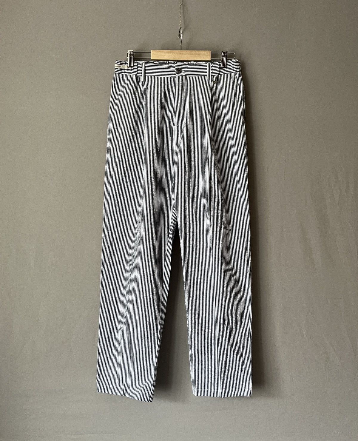 Paoloni Seersucker White Blue Classic Luxury Pants