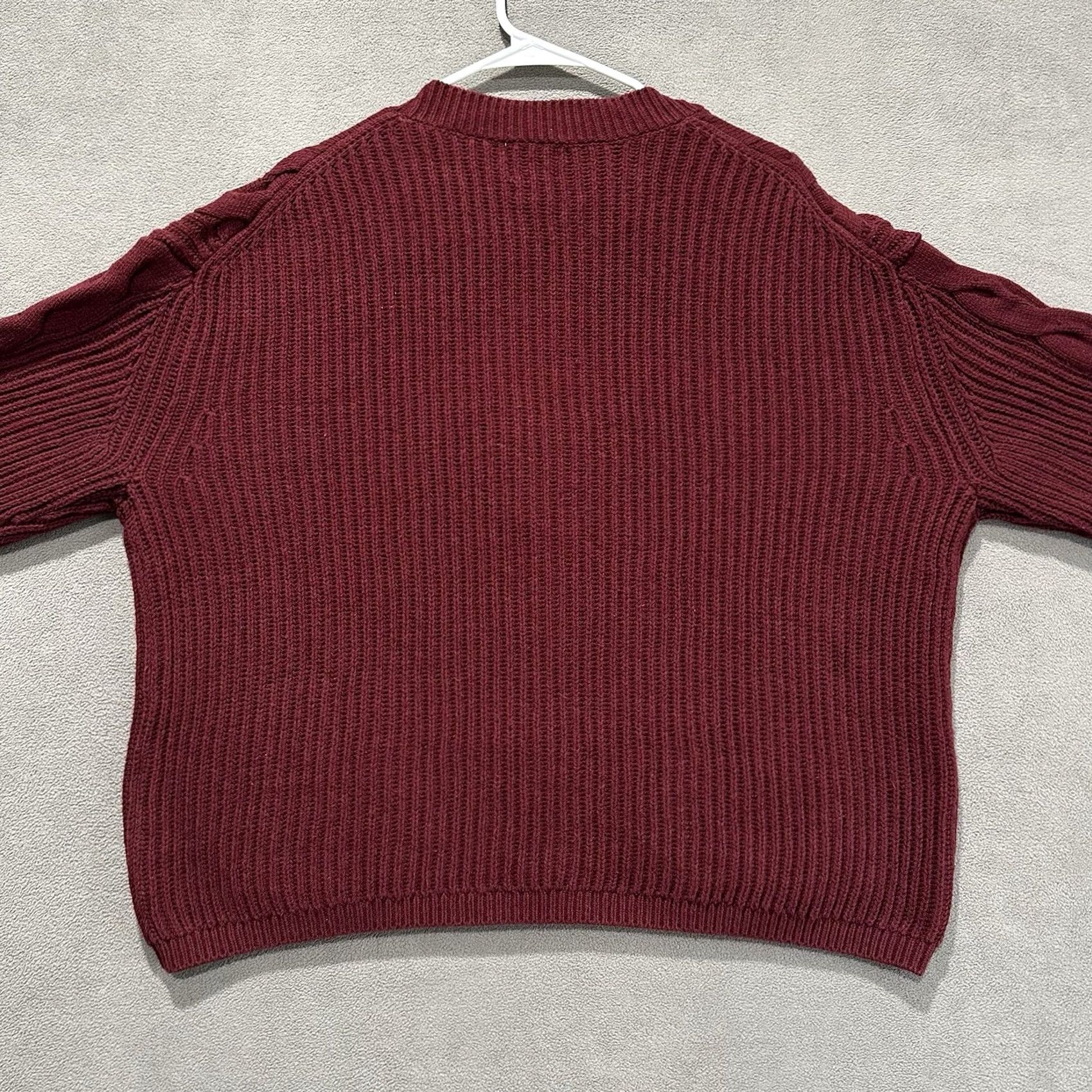 Vintage St Johns Bay Cardigan Sweater Womens XL Burgundy Acrylic Cable Knit Button Front Size XL / US 12-14 / IT 48-50 - 2 Thumbnail