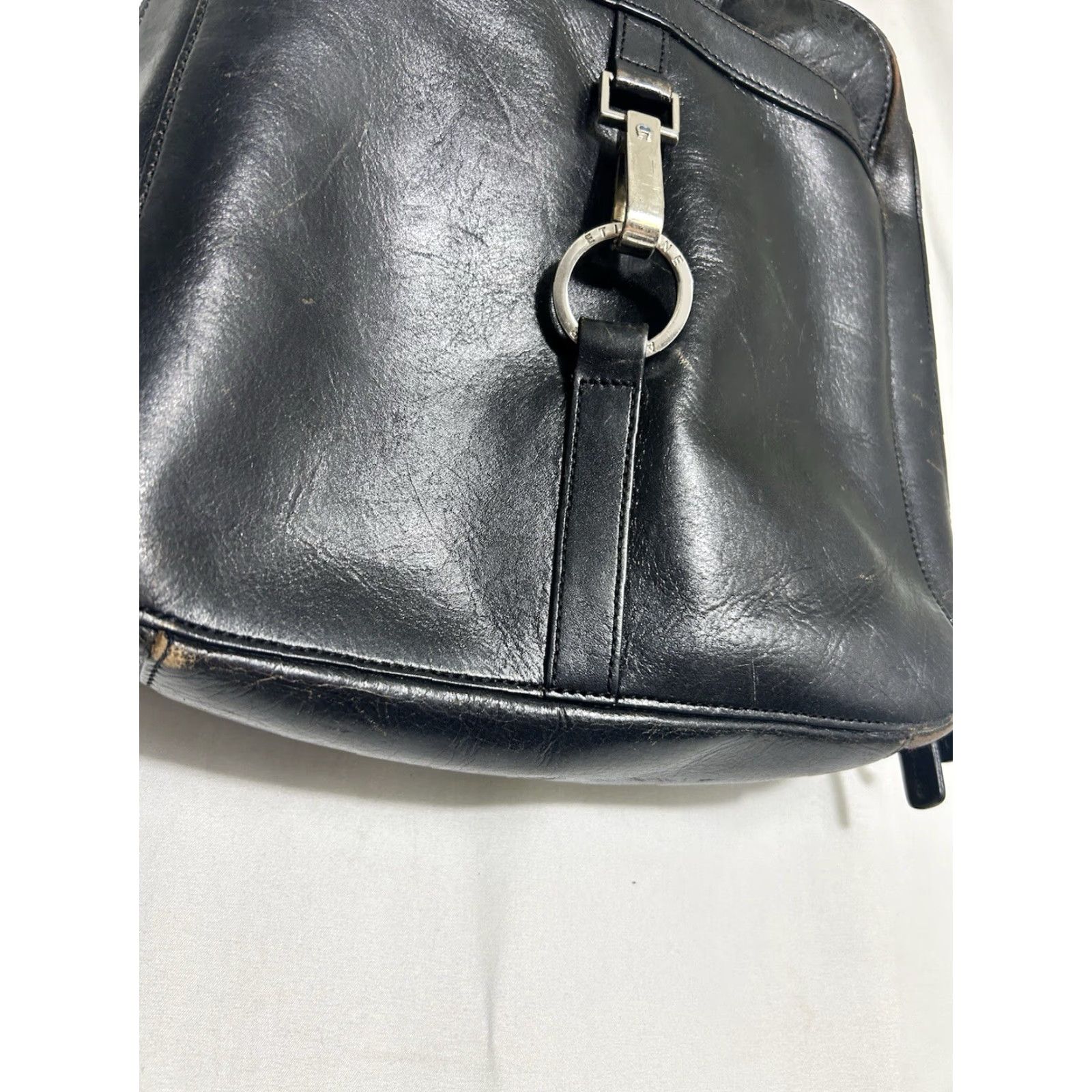 Etienne Aigner VINTAGE Etienne Aigner Black Leather Mini Backpack Purse Distressed 11x9.5x3 Women Mini Backpack Leather Distressed 11x9.5x3 Womens Size ONE SIZE - 4 Thumbnail