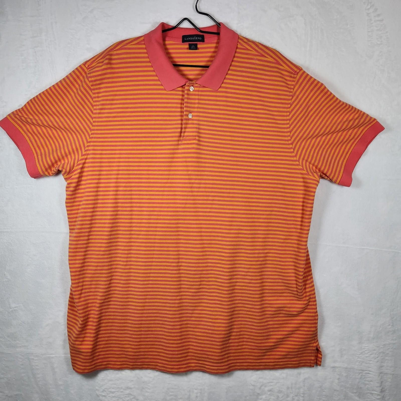 Lands' End Lands End Short Sleeve Polo Shirt Orange Pink Mens Size 2XL Size US XXL / EU 58 / 5 - 1 Thumbnail