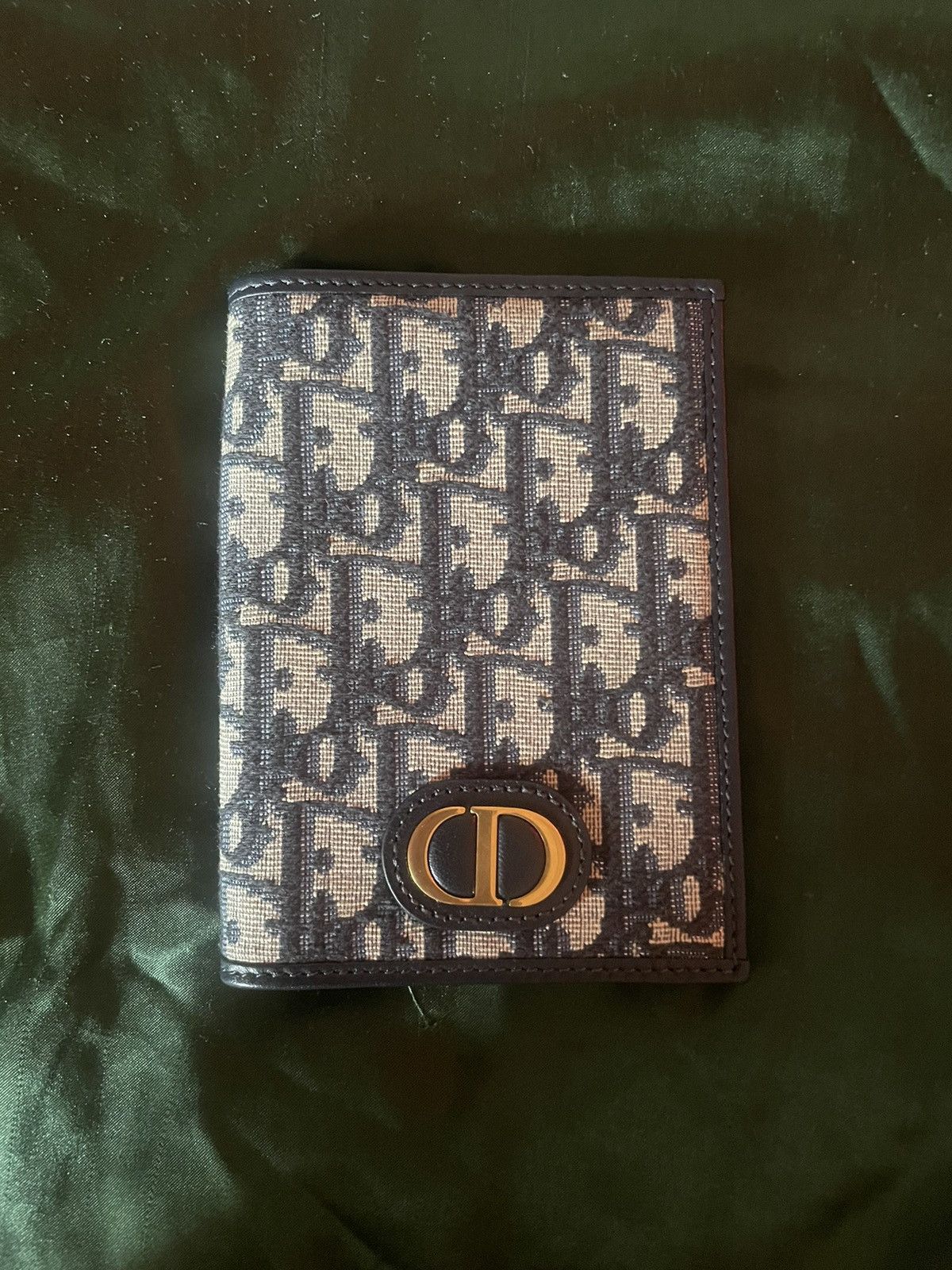 image of Dior Oblique Wallet Card Holder in Navy, Women's