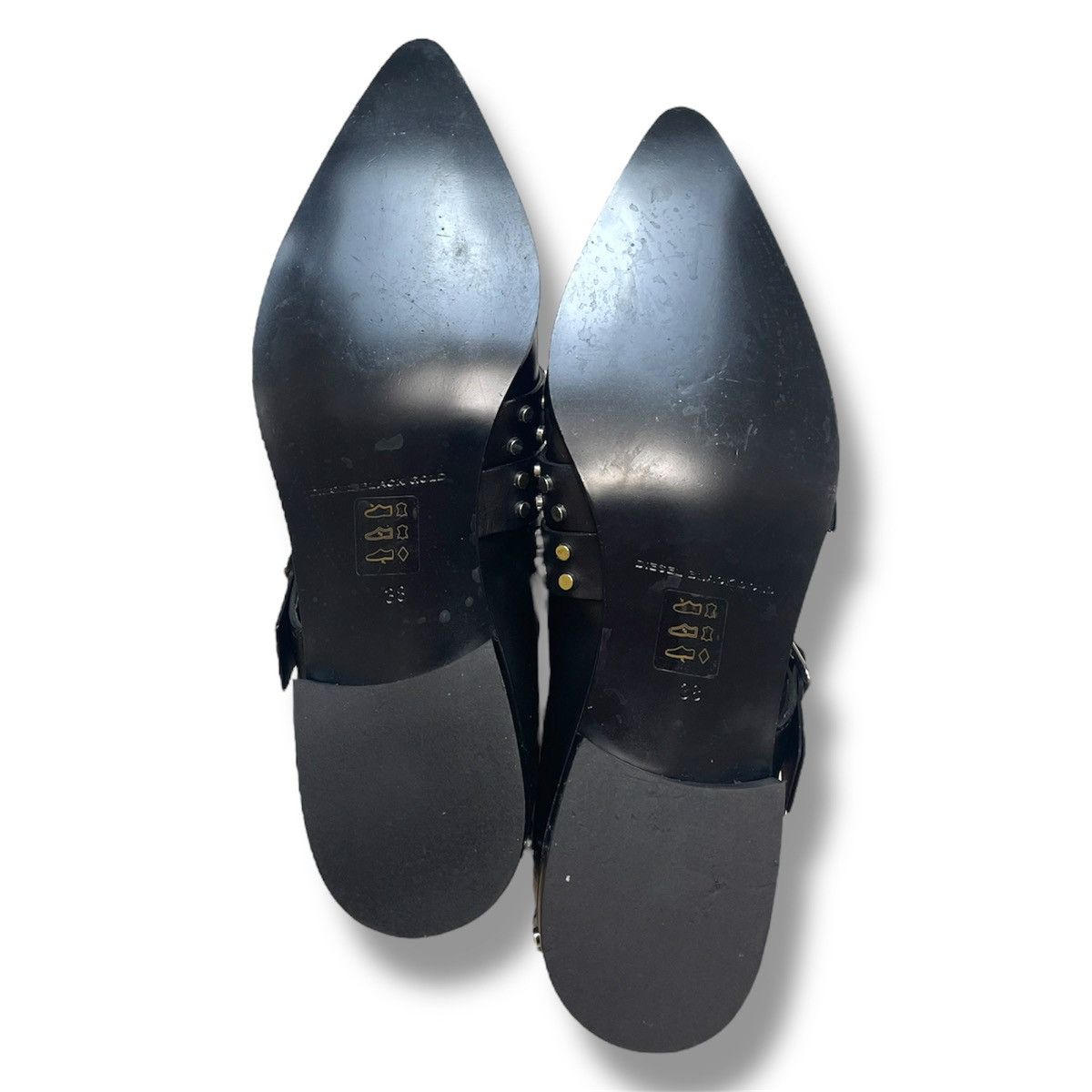 NEW! Diesel Black Gold Womens Leather Studded Biker Loafers